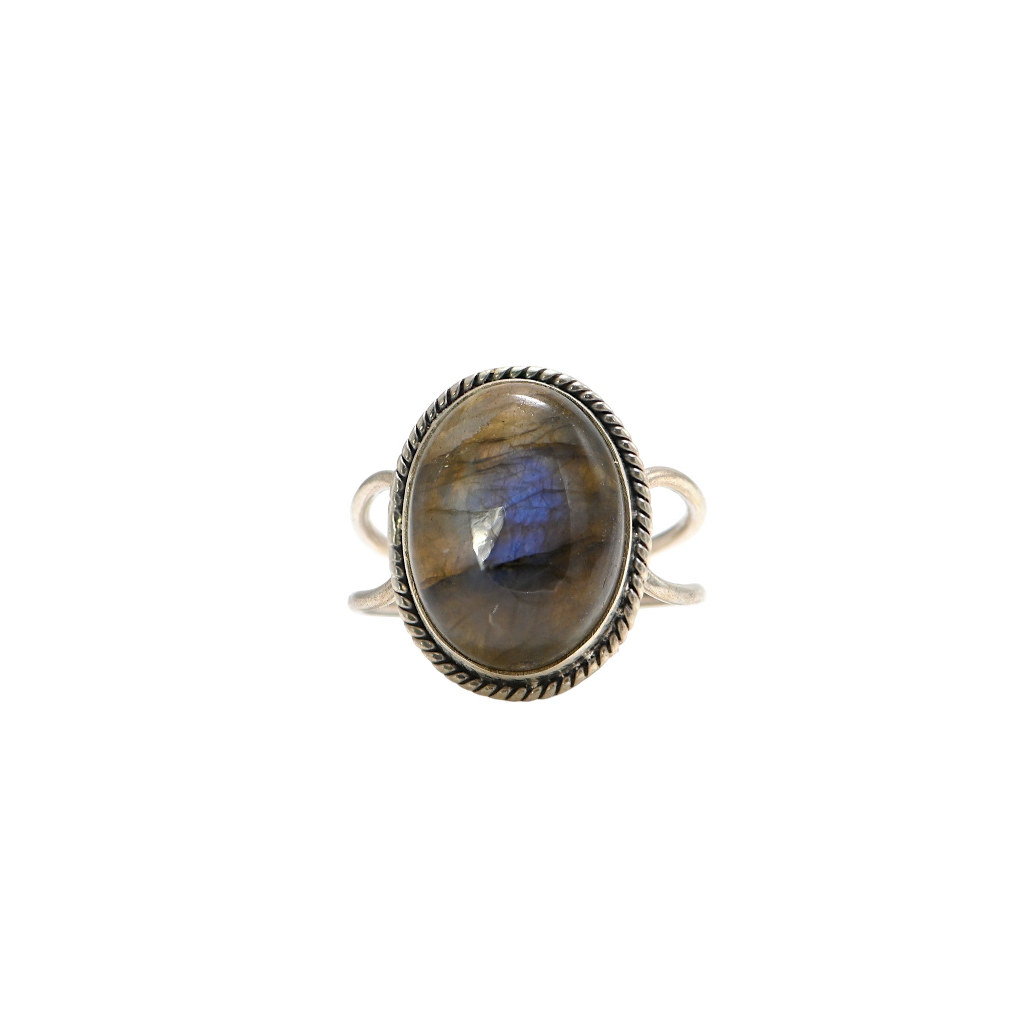 925 Sterling Silver Labradorite Ring, Oval Brilliant Cut Labradorite Gemstone Ring
