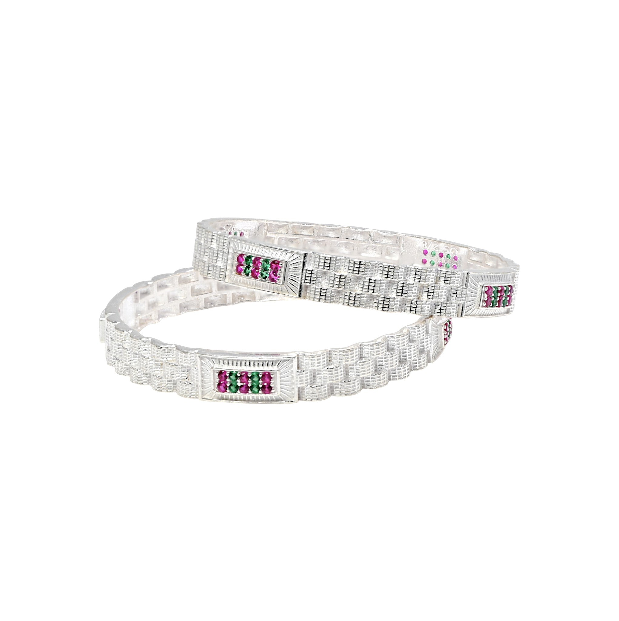 Timeless 925 Silver CZ Bangle – Round Brilliant Stones