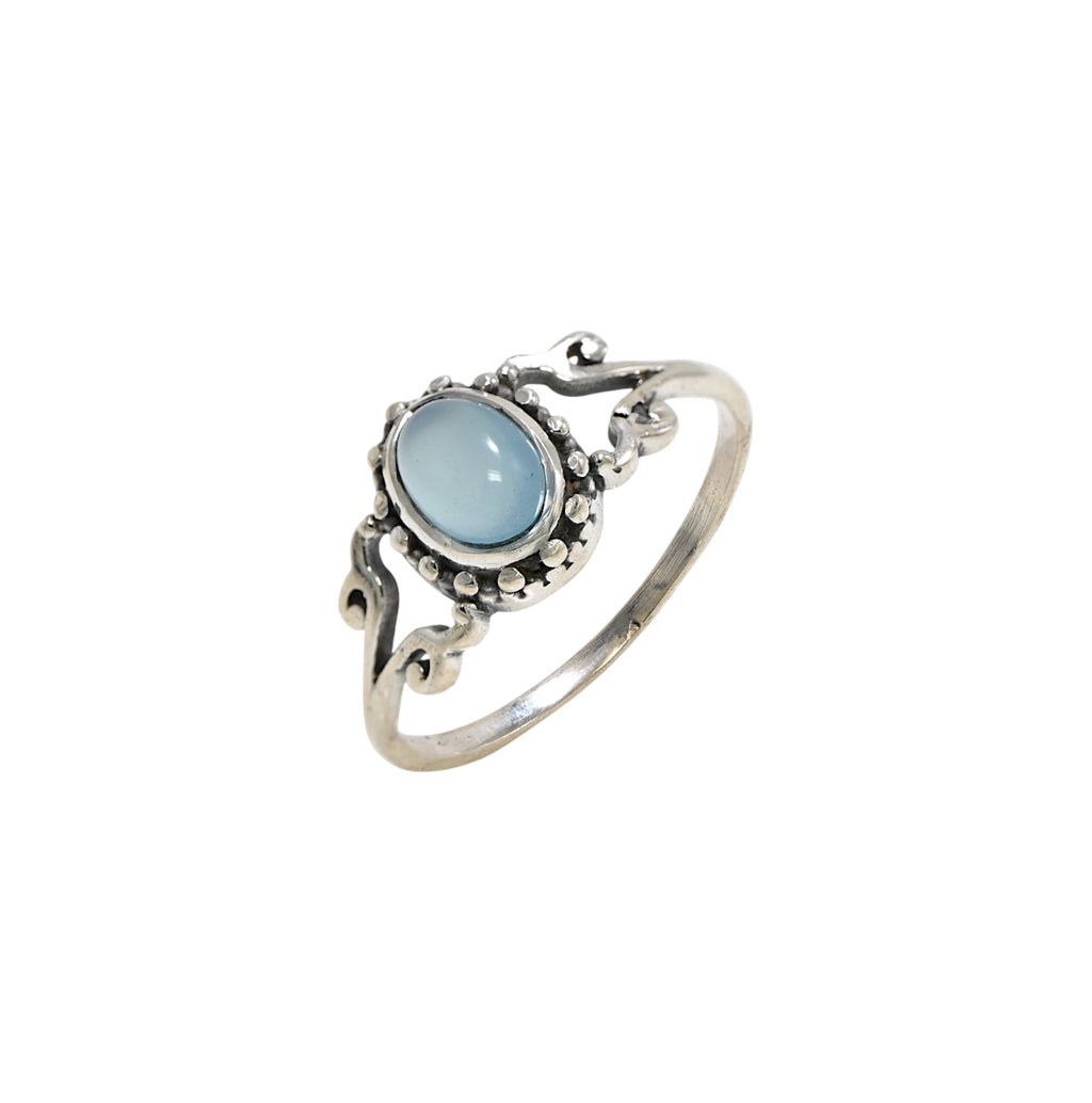925 Sterling Silver Blue Larimar Ring, Oval Brilliant Cut Larimar Gemstone