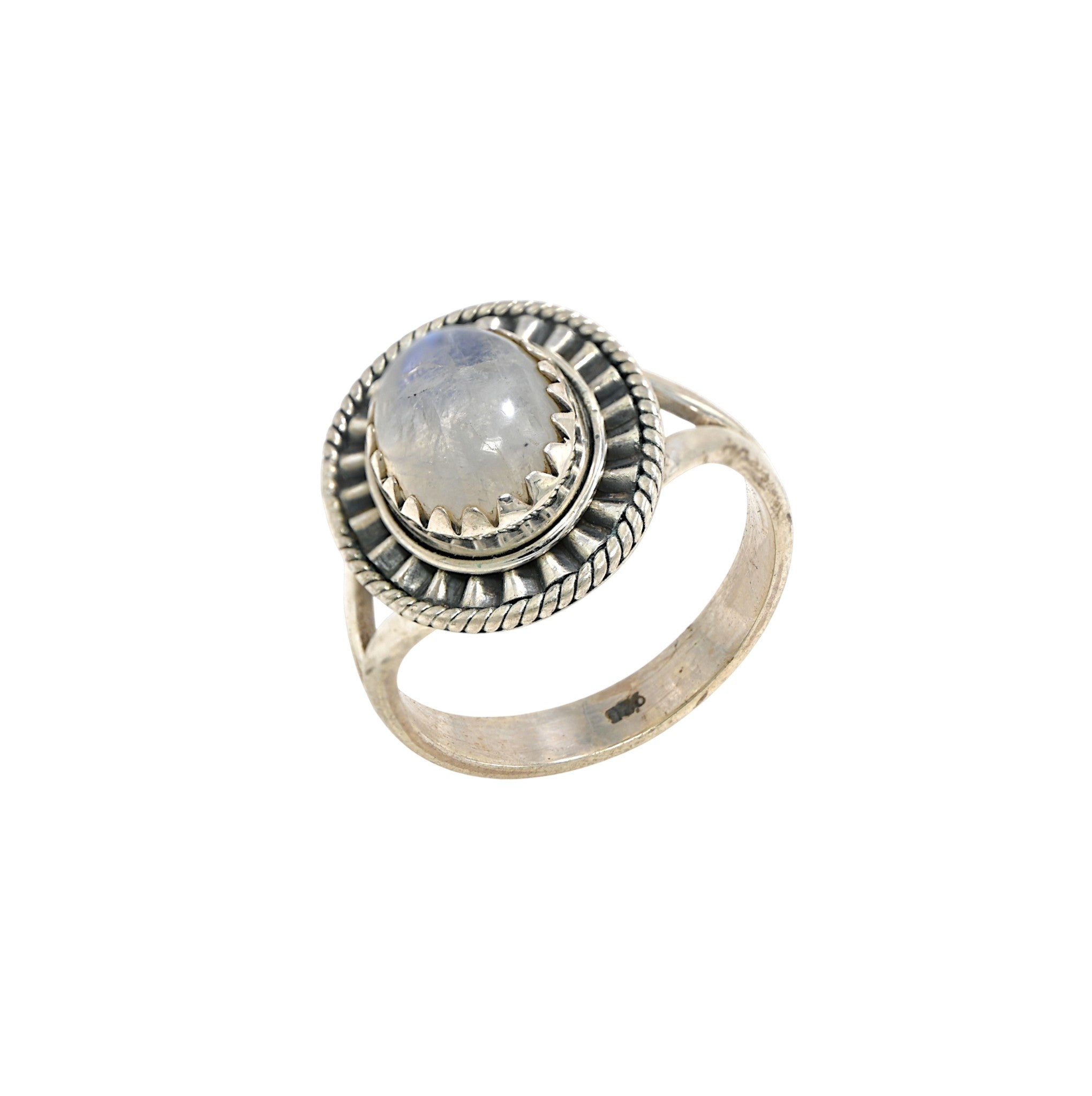 925 Sterling Silver Rainbow Moonstone Ring Vintage Jewellery