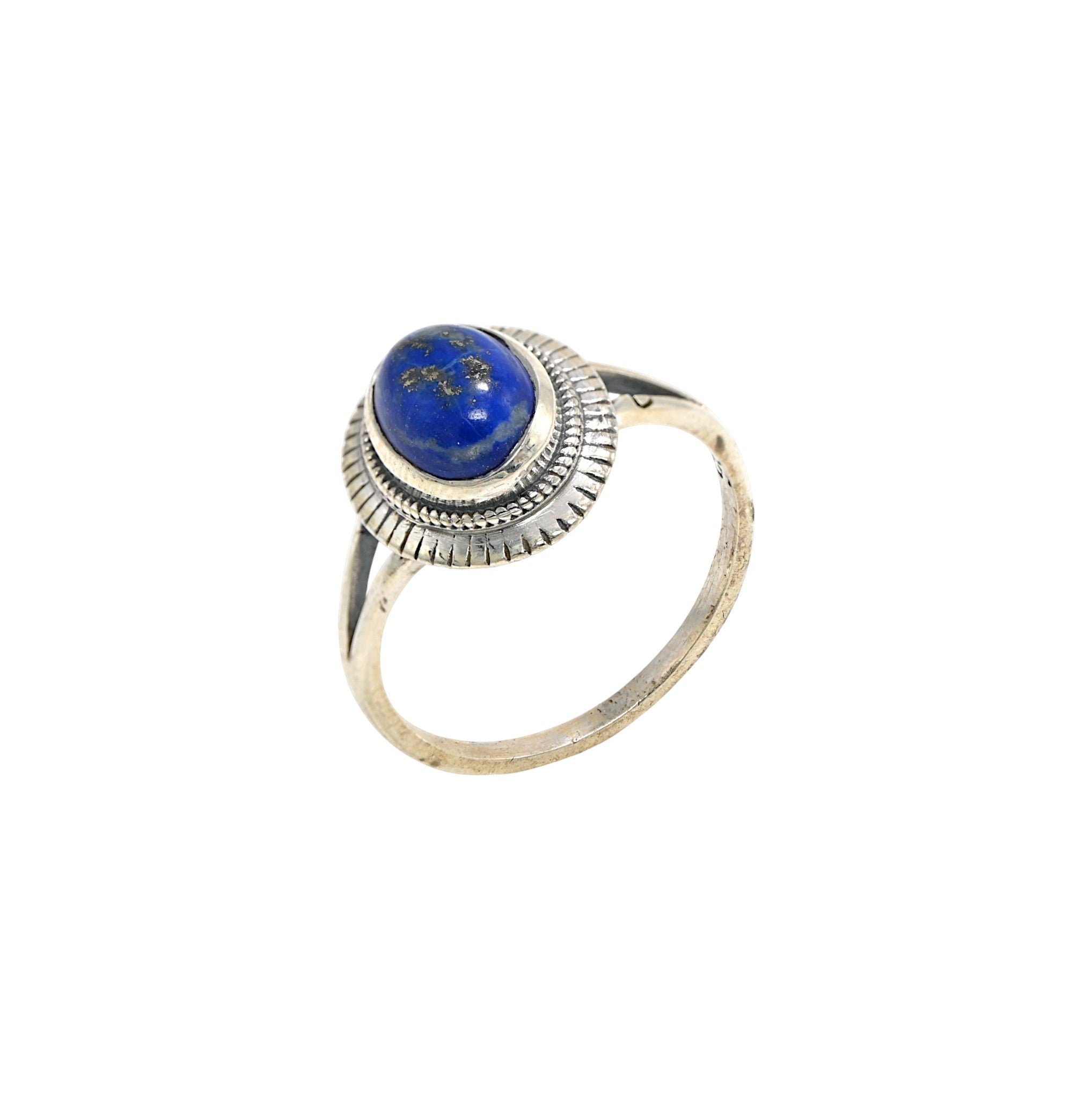 925 Sterling Silver Oval Lapis Lazuli Ring – Brilliant Cut with Oxidised Turkish Finish