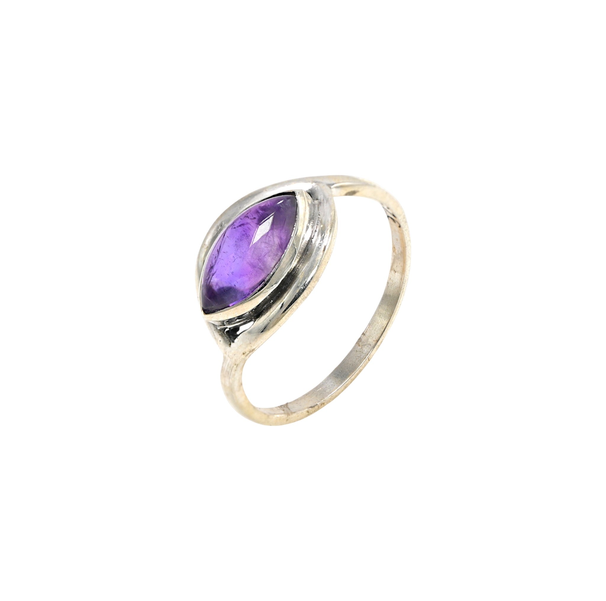 925 Sterling Silver Amethyst Ring, Oval Brilliant Cut