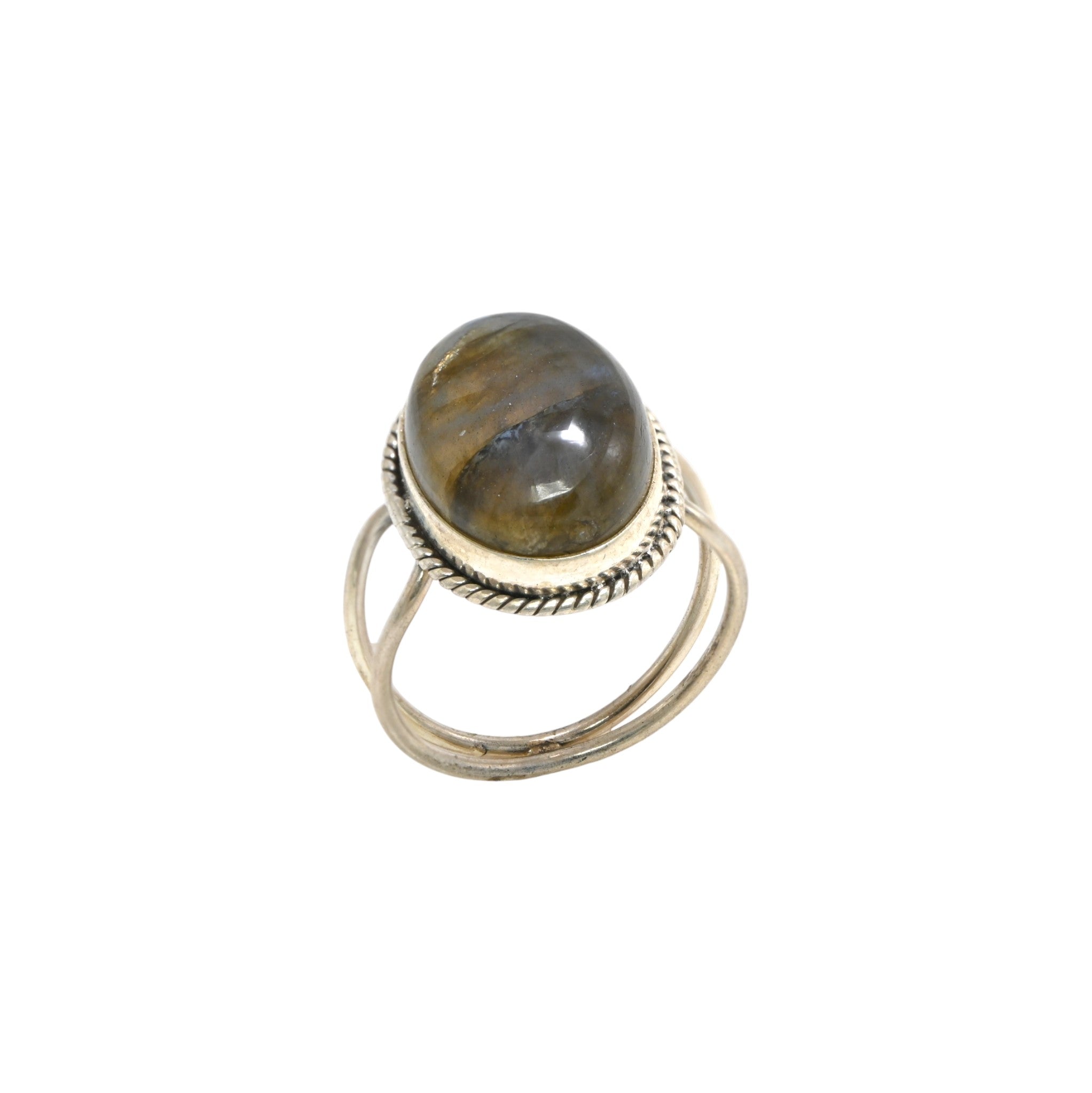 925 Sterling Silver Labradorite Ring, Oval Brilliant Cut Labradorite Gemstone Ring