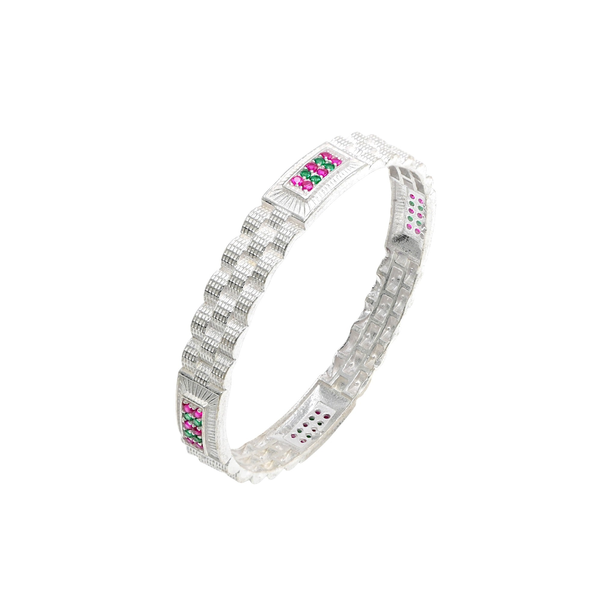 Timeless 925 Silver CZ Bangle – Round Brilliant Stones