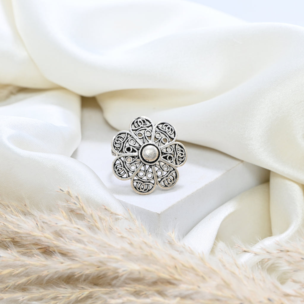 925 Sterling Silver Oxidised Turkish Finish Ring, Antique Style