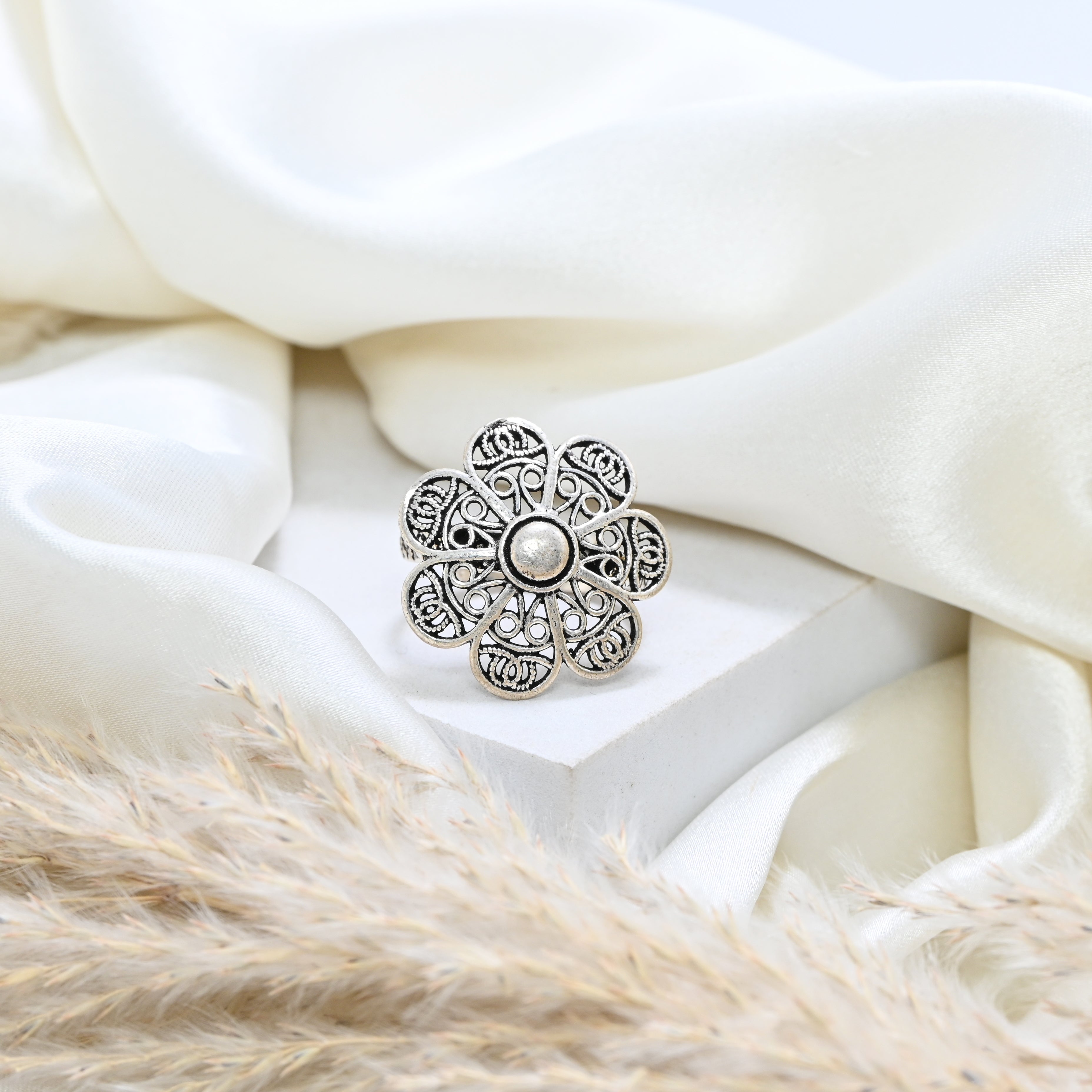 925 Sterling Silver Oxidised Turkish Finish Ring, Antique Style