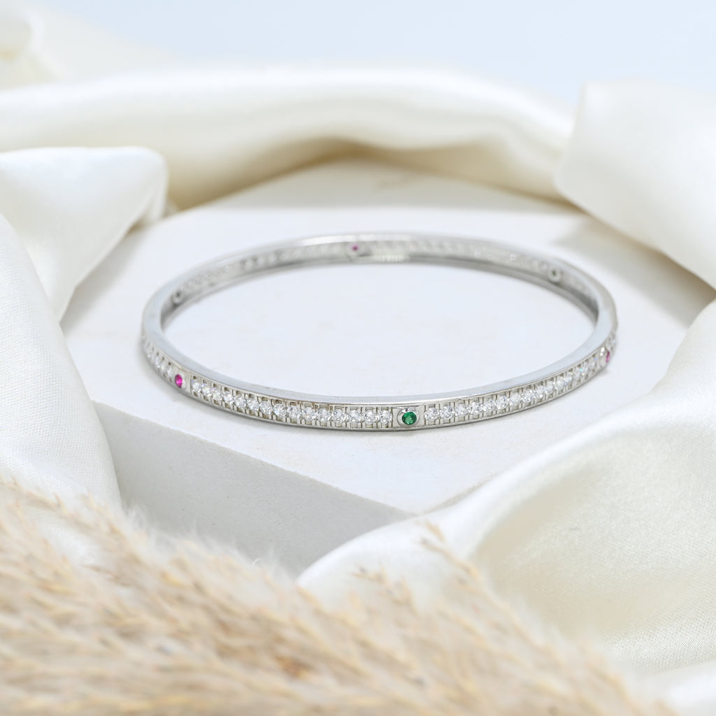 Sparkling 925 Silver CZ Bangle Everyday Wear