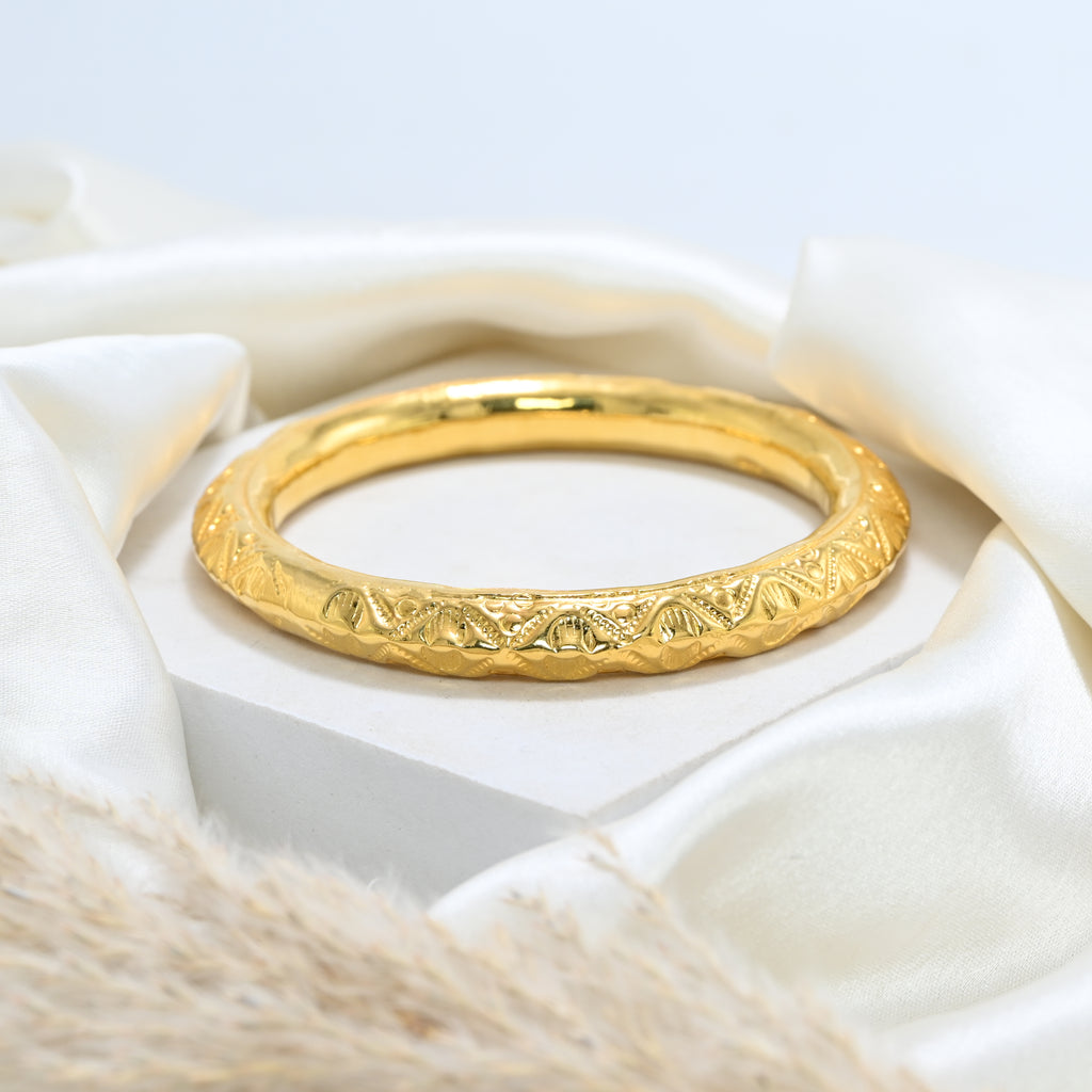 925 Sterling Silver Full Micron Gold Polish Bangle Elegant Handcrafted Luxury Jewelry