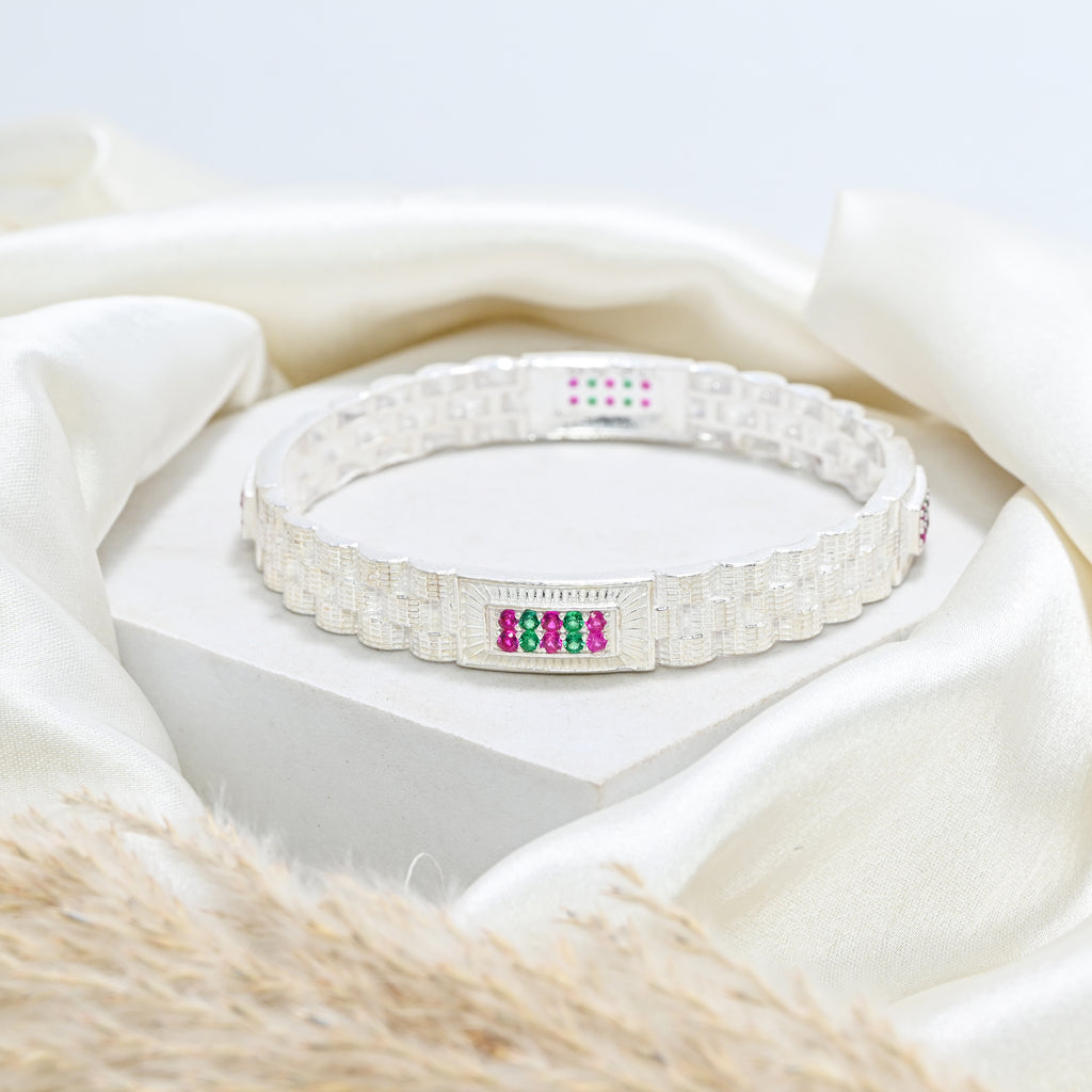 Timeless 925 Silver CZ Bangle – Round Brilliant Stones