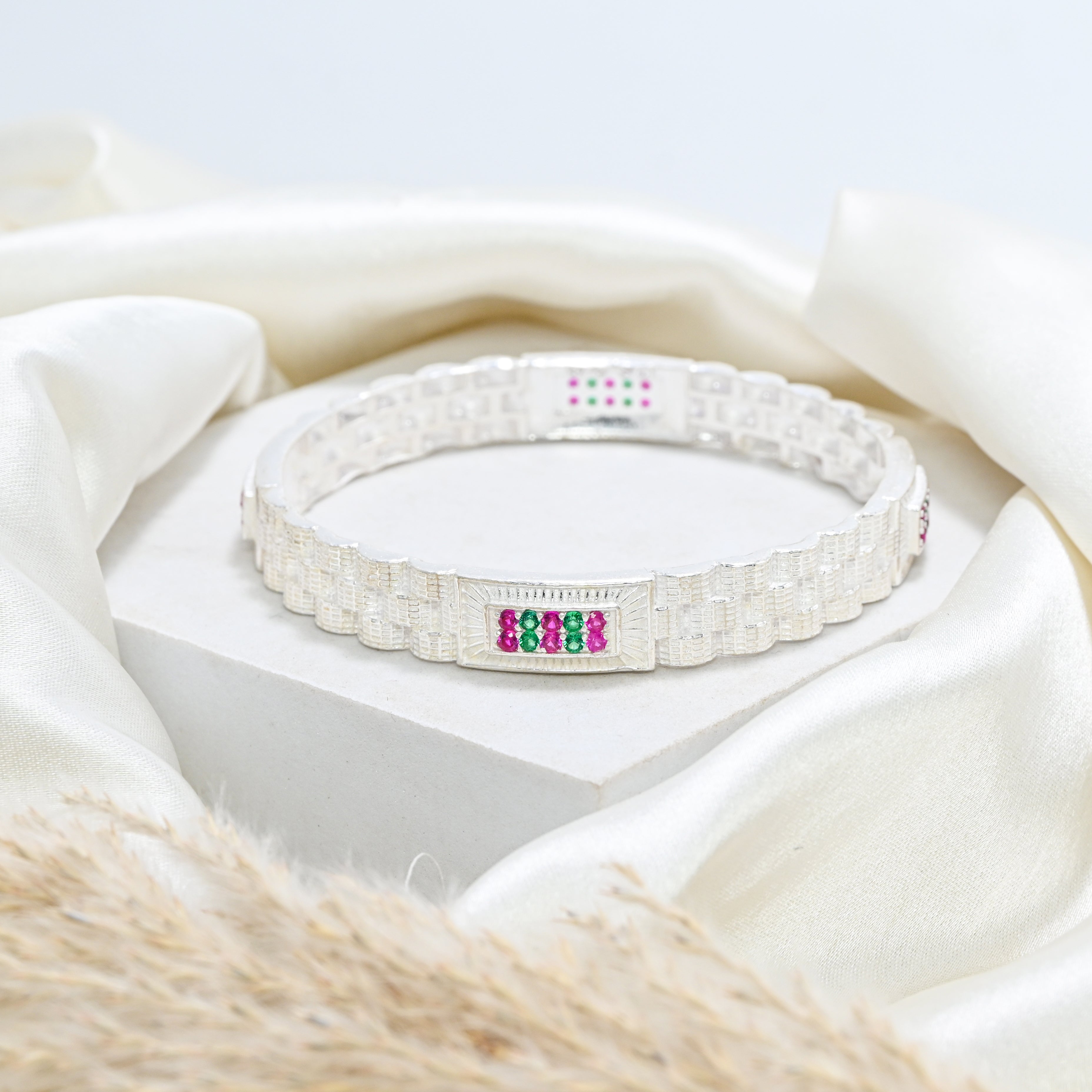 Timeless 925 Silver CZ Bangle – Round Brilliant Stones