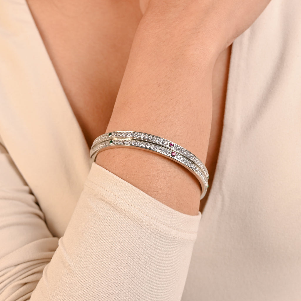 Sparkling 925 Silver CZ Bangle Everyday Wear