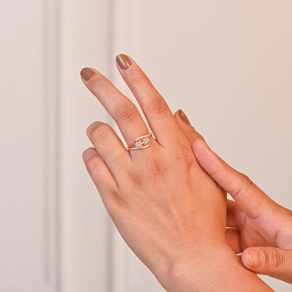 14/18KT Gold Handmade Round Diamond Ring – Unique Bridal or Gift Jewelry