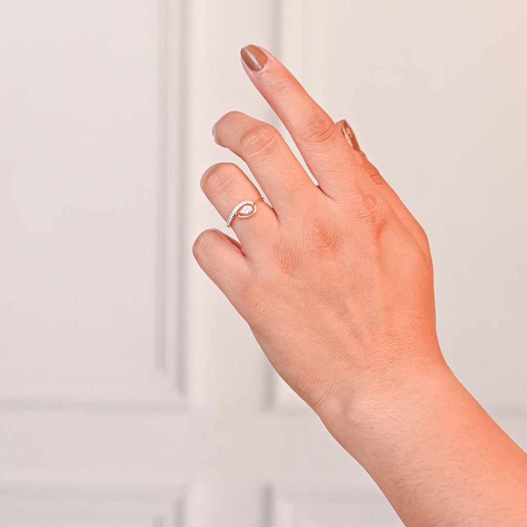 14/18KT Gold Round Brilliant Diamond Handmade Ring – Artisan Engagement or Special Gift