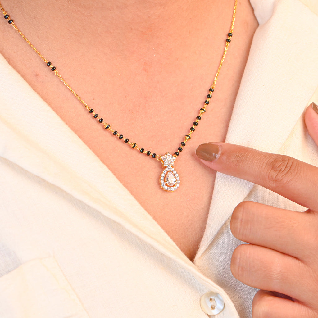 22kt Hallmark Gold Mangalsutra | Traditional Black Beaded Gold Necklace