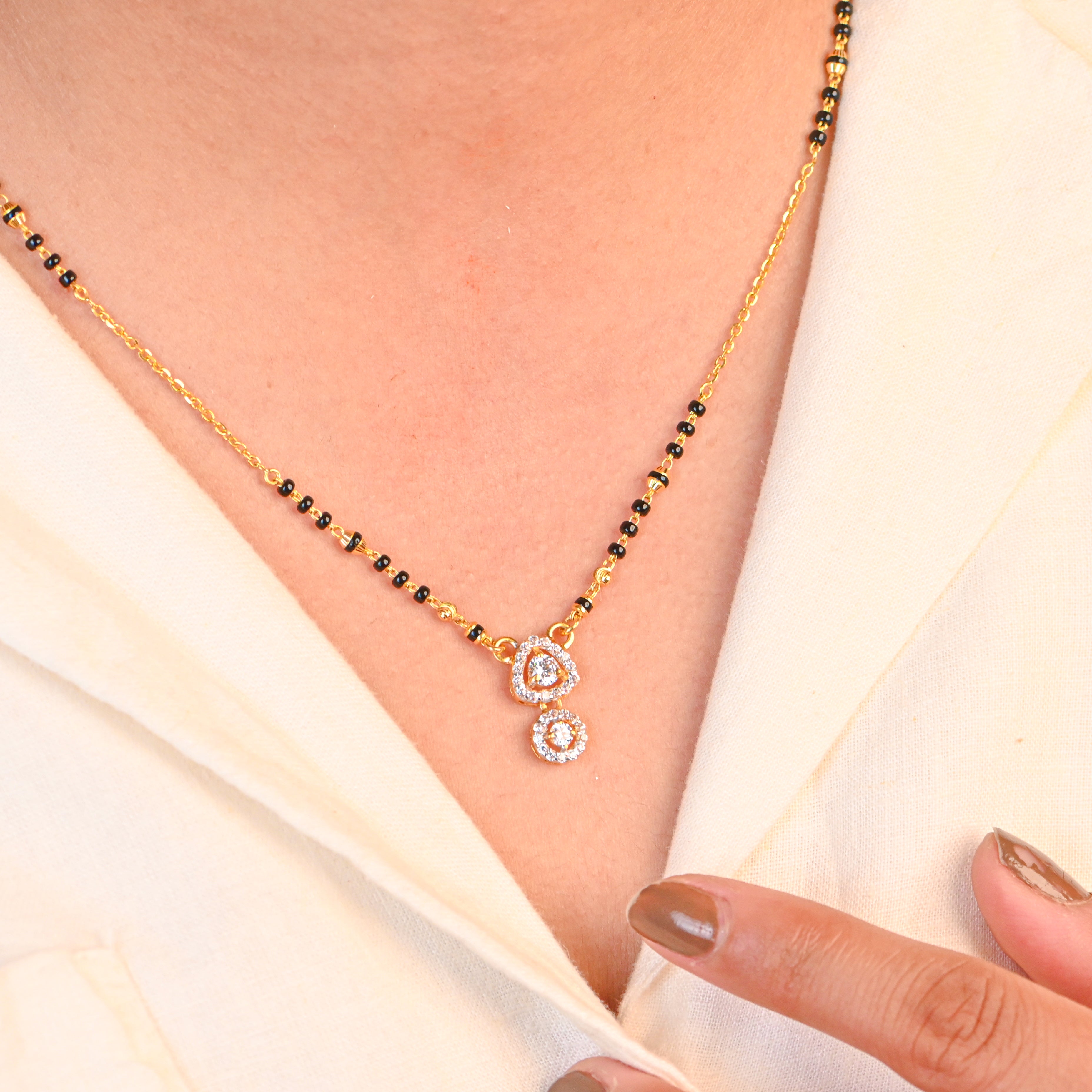 22kt Hallmark Gold Mangalsutra | Traditional Black Beaded Gold Necklace