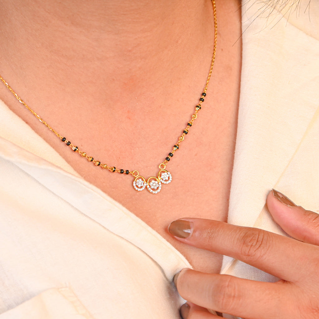 Pure 22kt Gold Black Bead Mangalsutra For Women | Real Gold Necklace