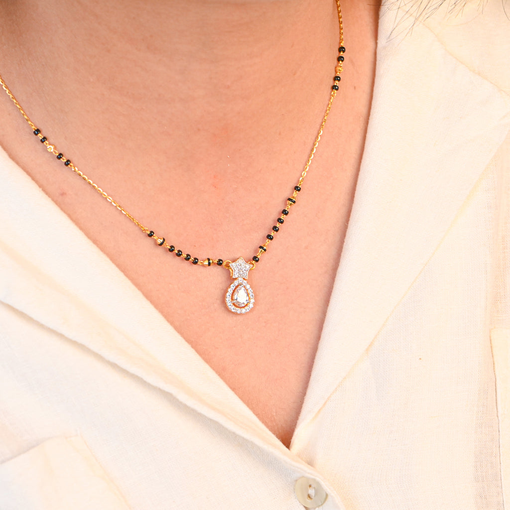 Real 22kt Gold Black Bead Mangalsutra | Boho Gold Black Beaded