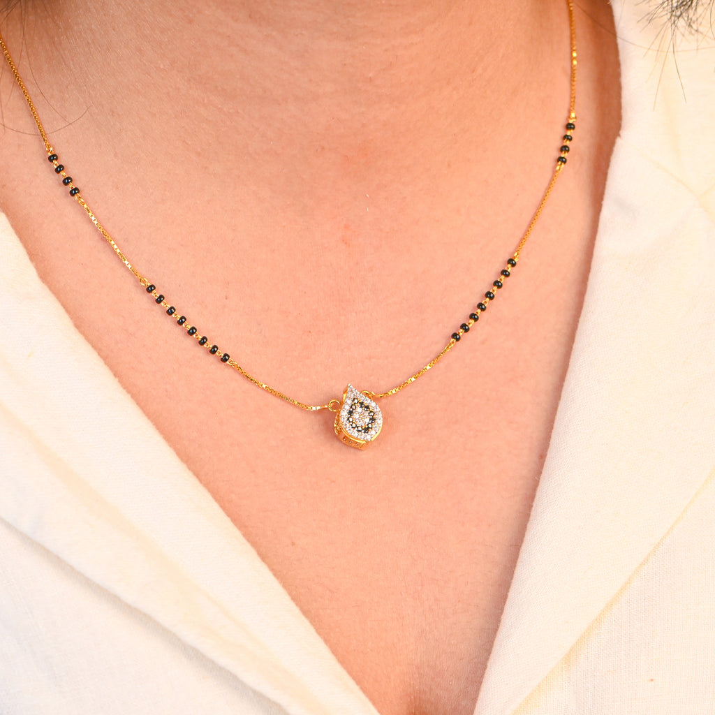 22kt Gold Black Bead Mangalsutra | Real Gold Black Beaded