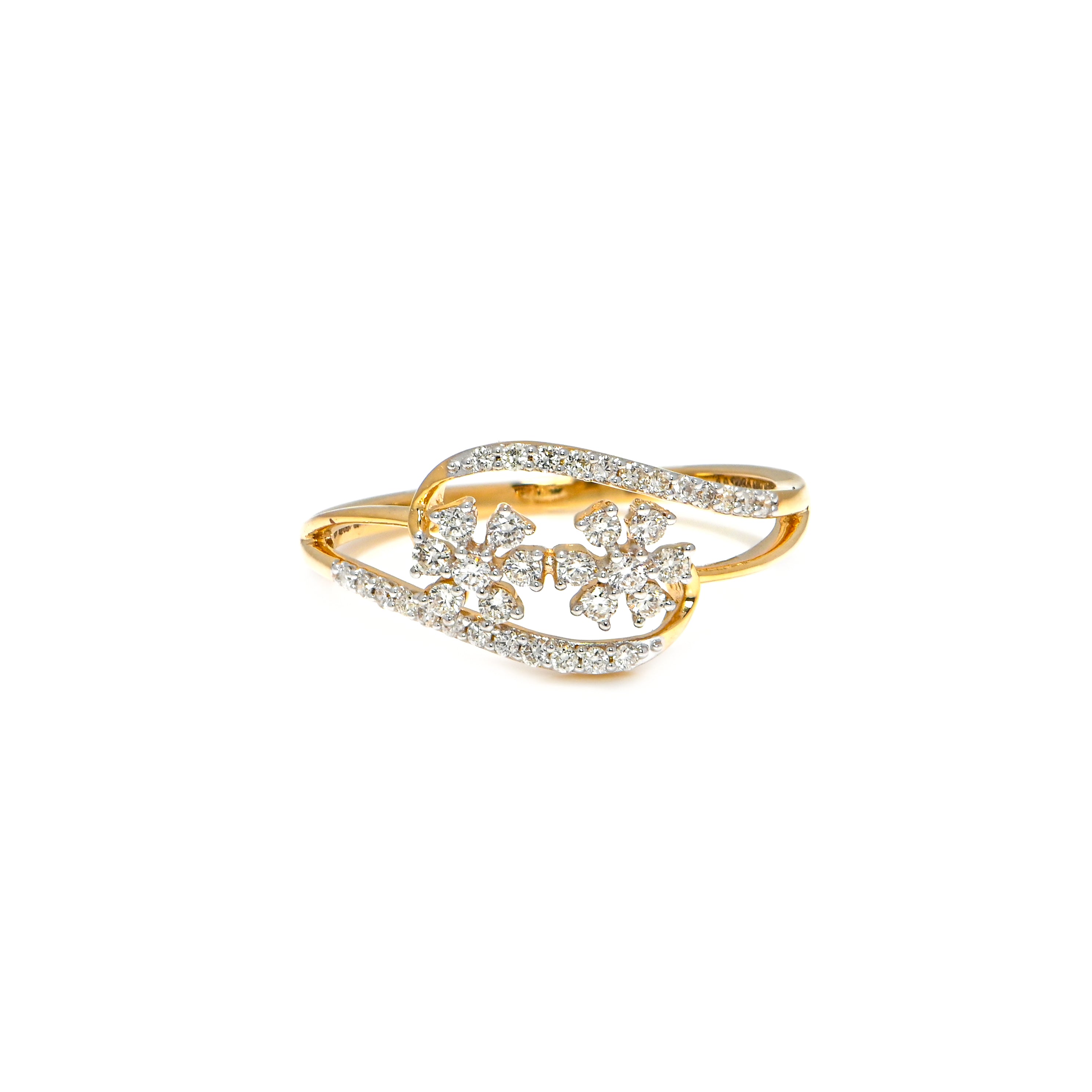 14/18KT Gold Handmade Round Diamond Ring – Unique Bridal or Gift Jewelry