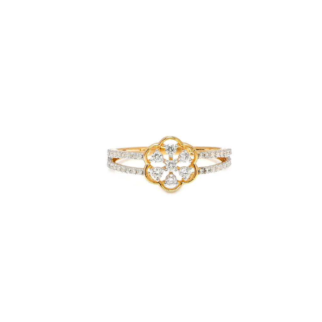14/18KT Gold Round Brilliant Diamond Statement Ring – Perfect Bridal or Gift Selection