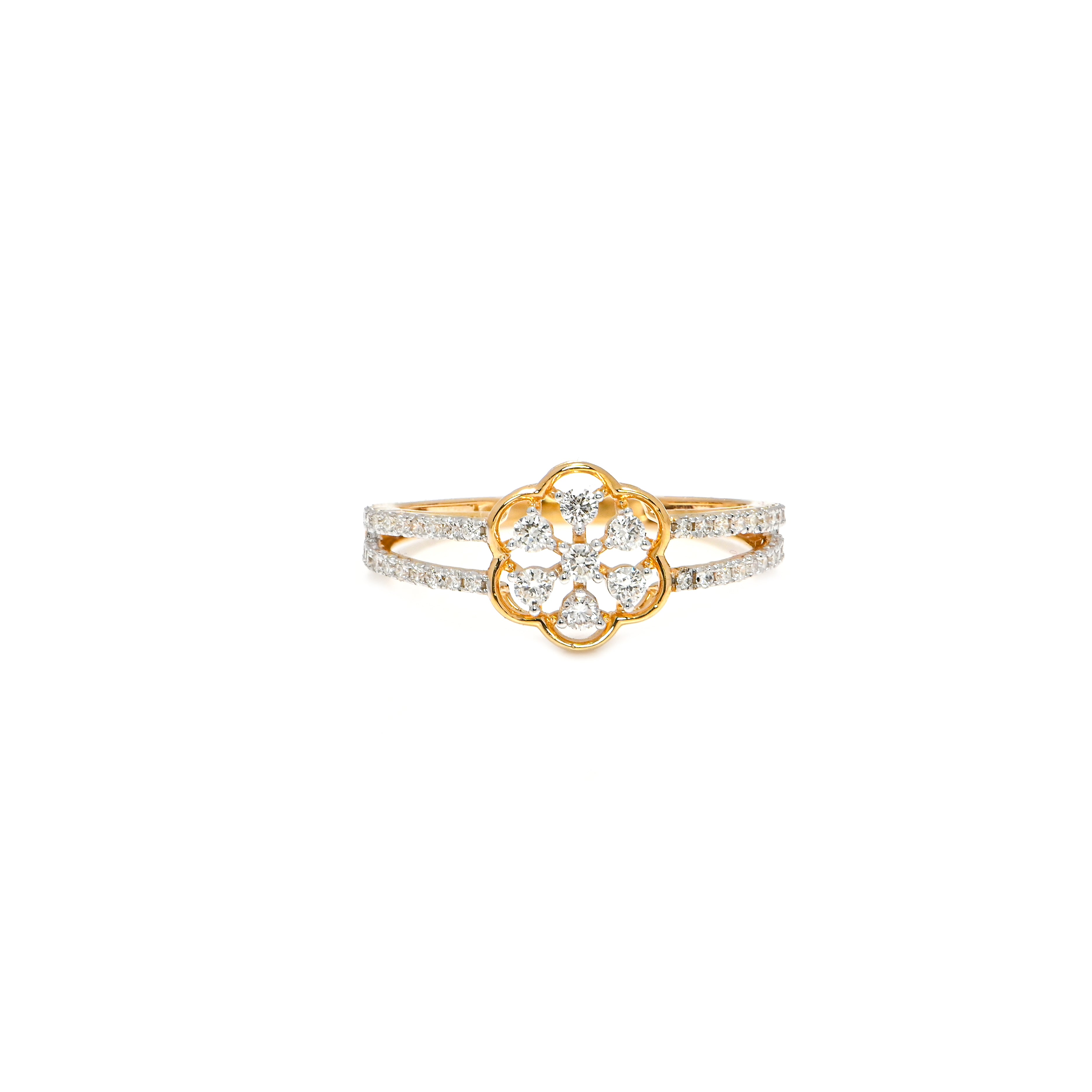 14/18KT Gold Round Brilliant Diamond Statement Ring – Perfect Bridal or Gift Selection