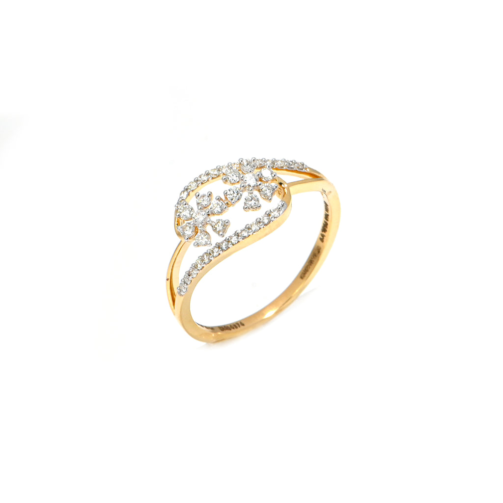 14/18KT Gold Handmade Round Diamond Ring – Unique Bridal or Gift Jewelry