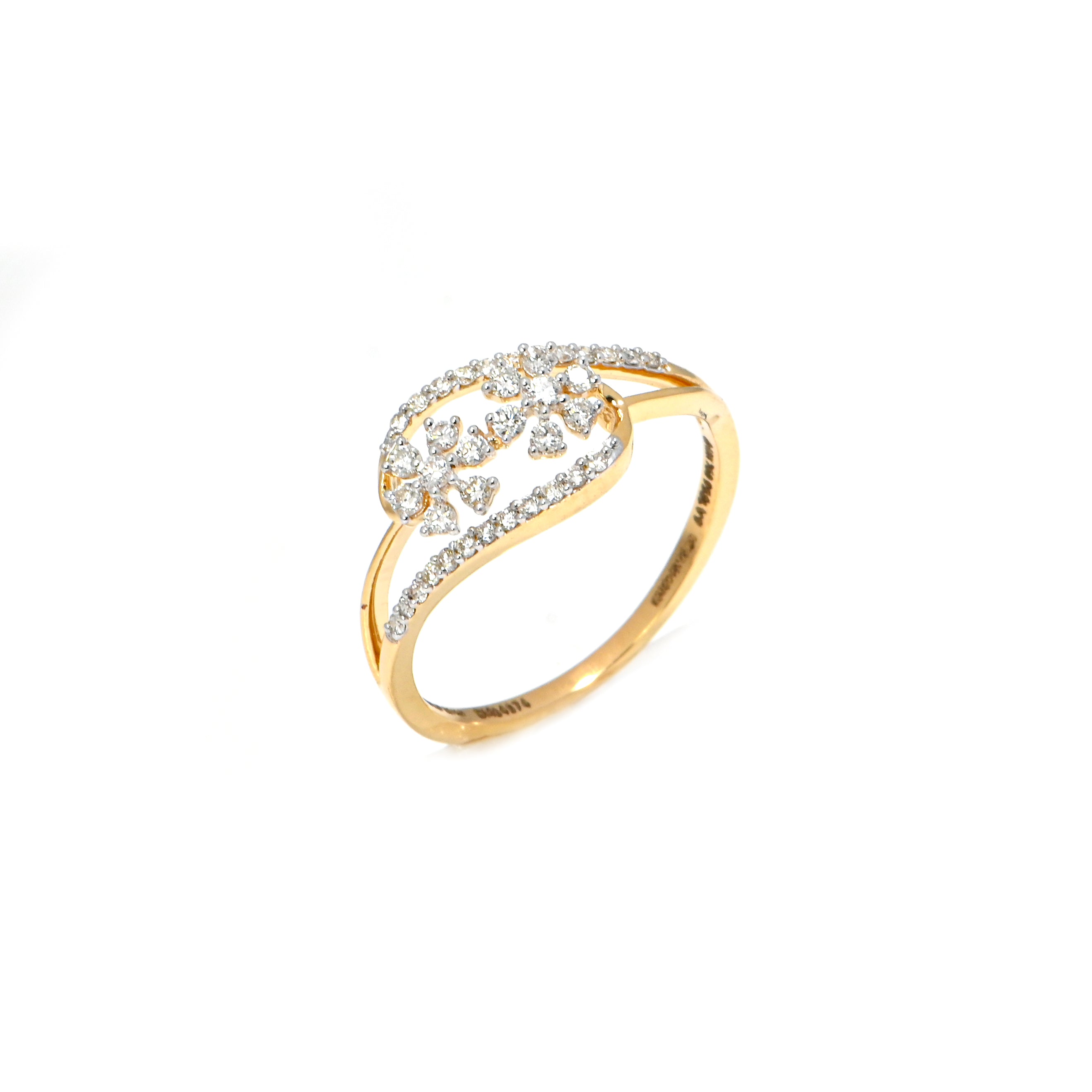 14/18KT Gold Handmade Round Diamond Ring – Unique Bridal or Gift Jewelry