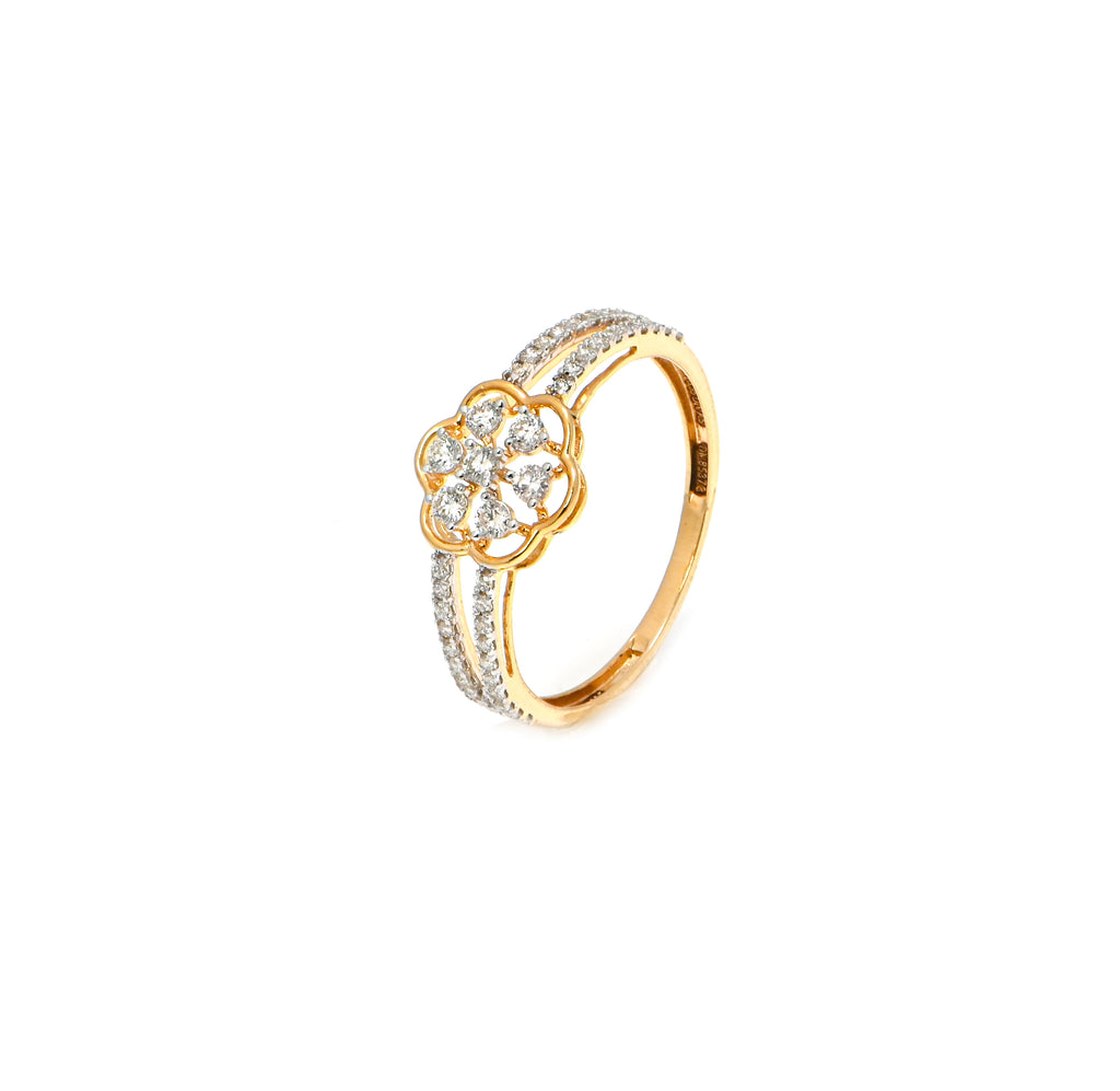 14/18KT Gold Round Brilliant Diamond Statement Ring – Perfect Bridal or Gift Selection