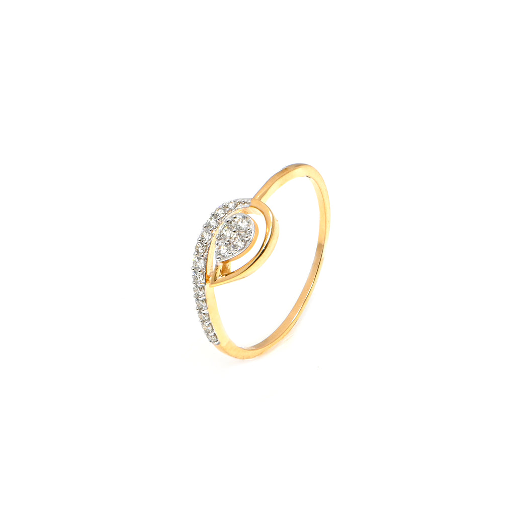 14/18KT Gold Round Brilliant Diamond Handmade Ring – Artisan Engagement or Special Gift