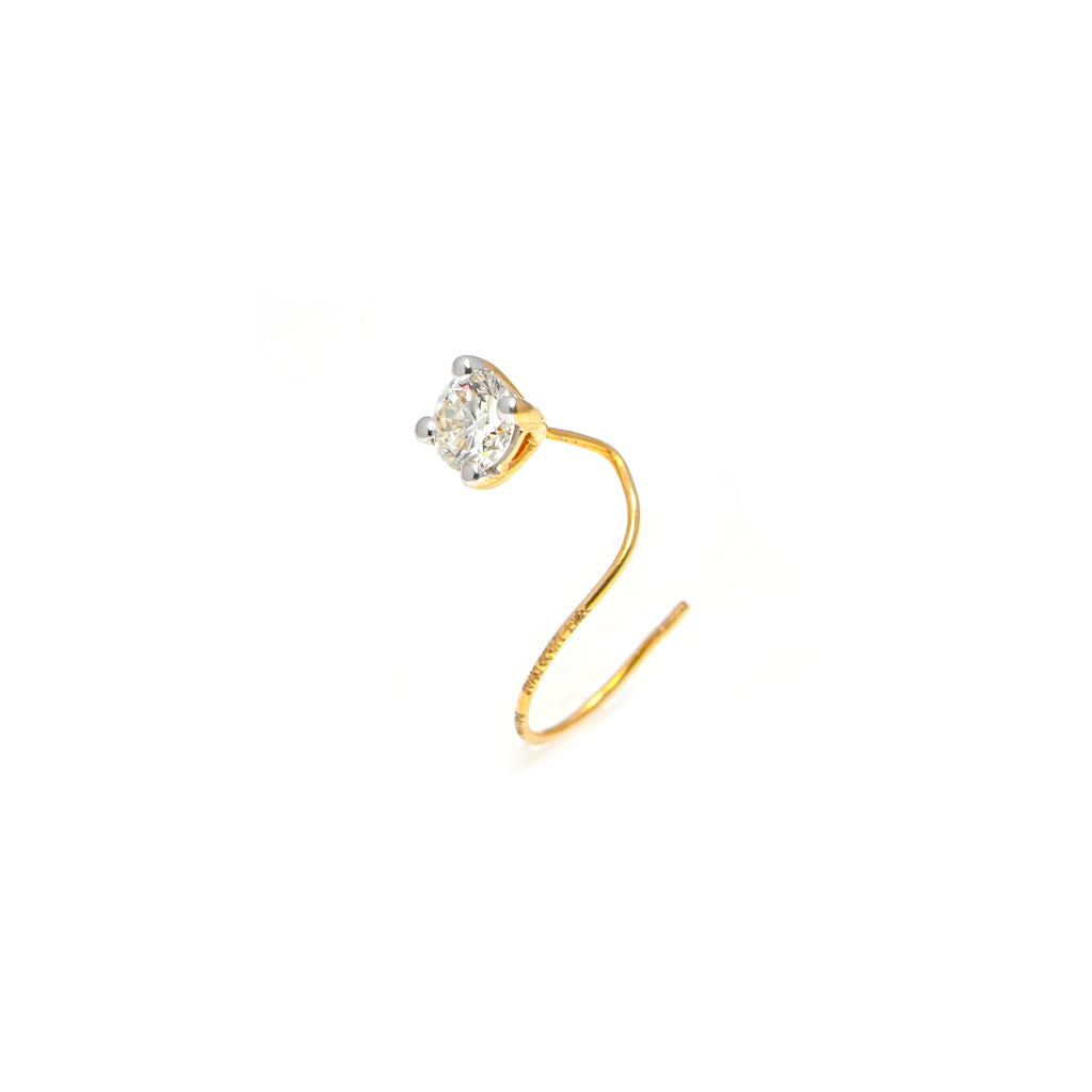 18KT Hallmark Gold Nose Ring with Fine Diamond Nose Pin
