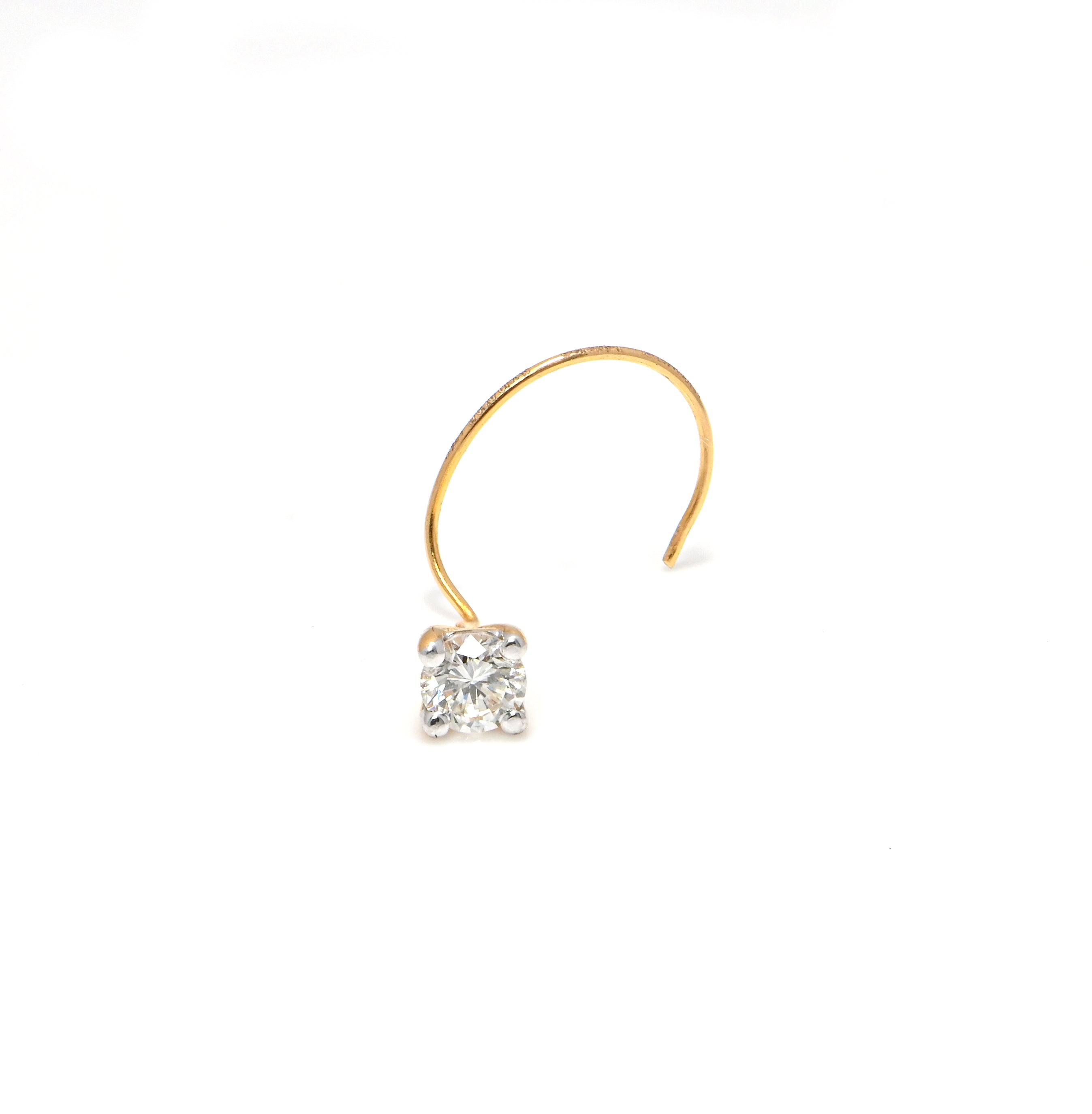 18KT Hallmark Gold Nose Ring with Fine Diamond Nose Pin