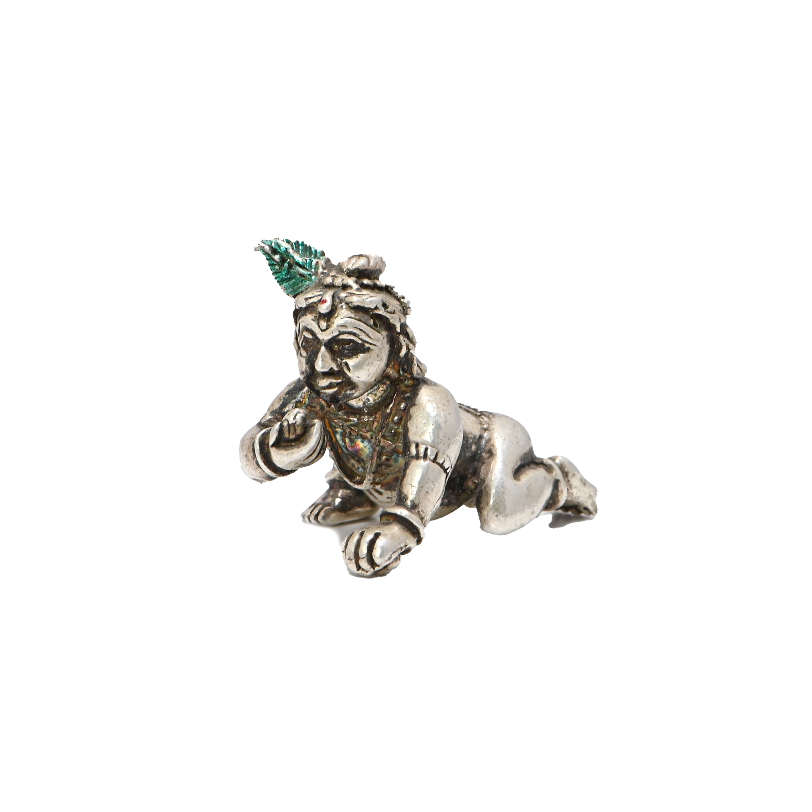 925 Sterling Silver Baby Krishna Figurine – Bal Gopal Idol | Hindu God Statue