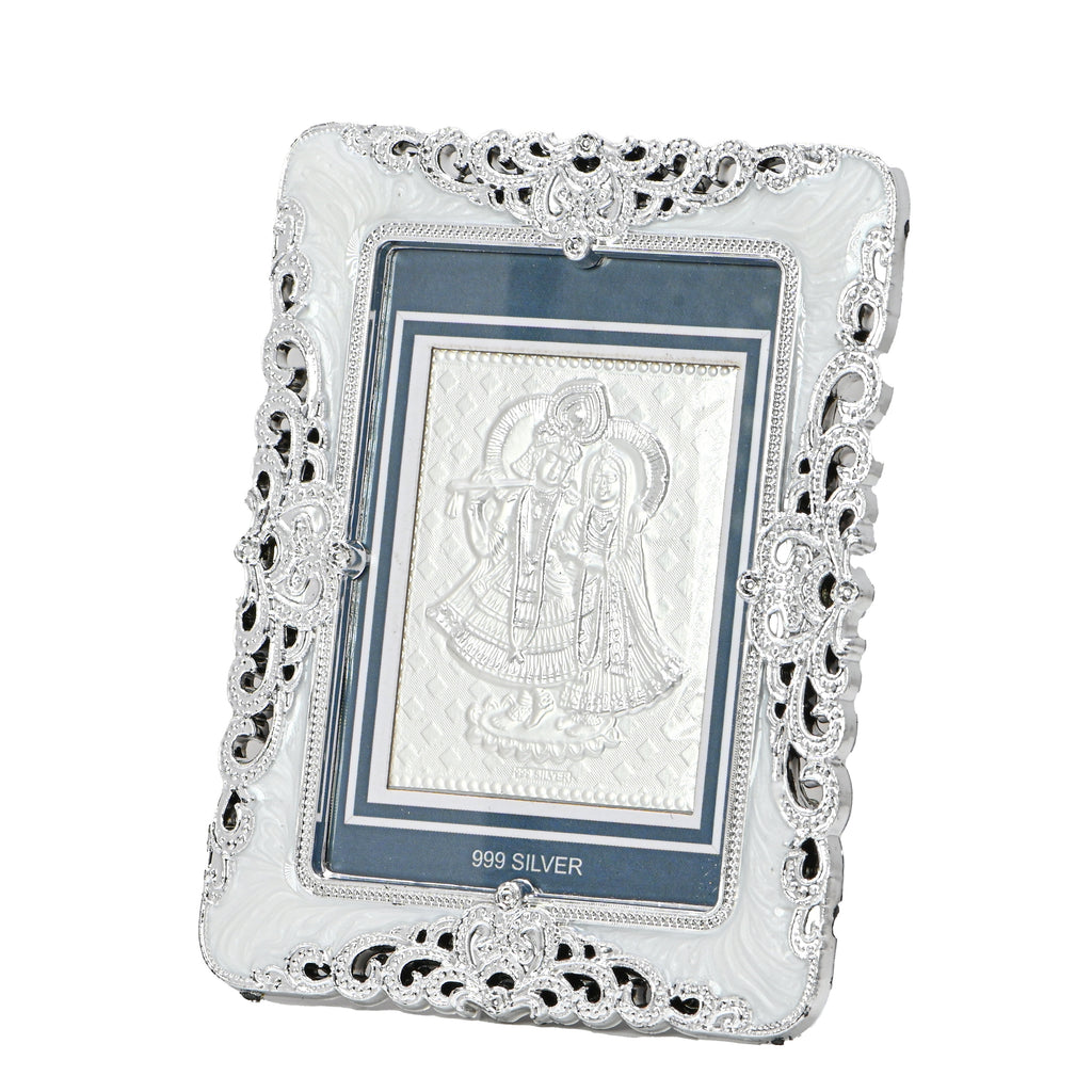 925 Sterling Silver Radha Krishna Frame - Pure Silver Religious Gift