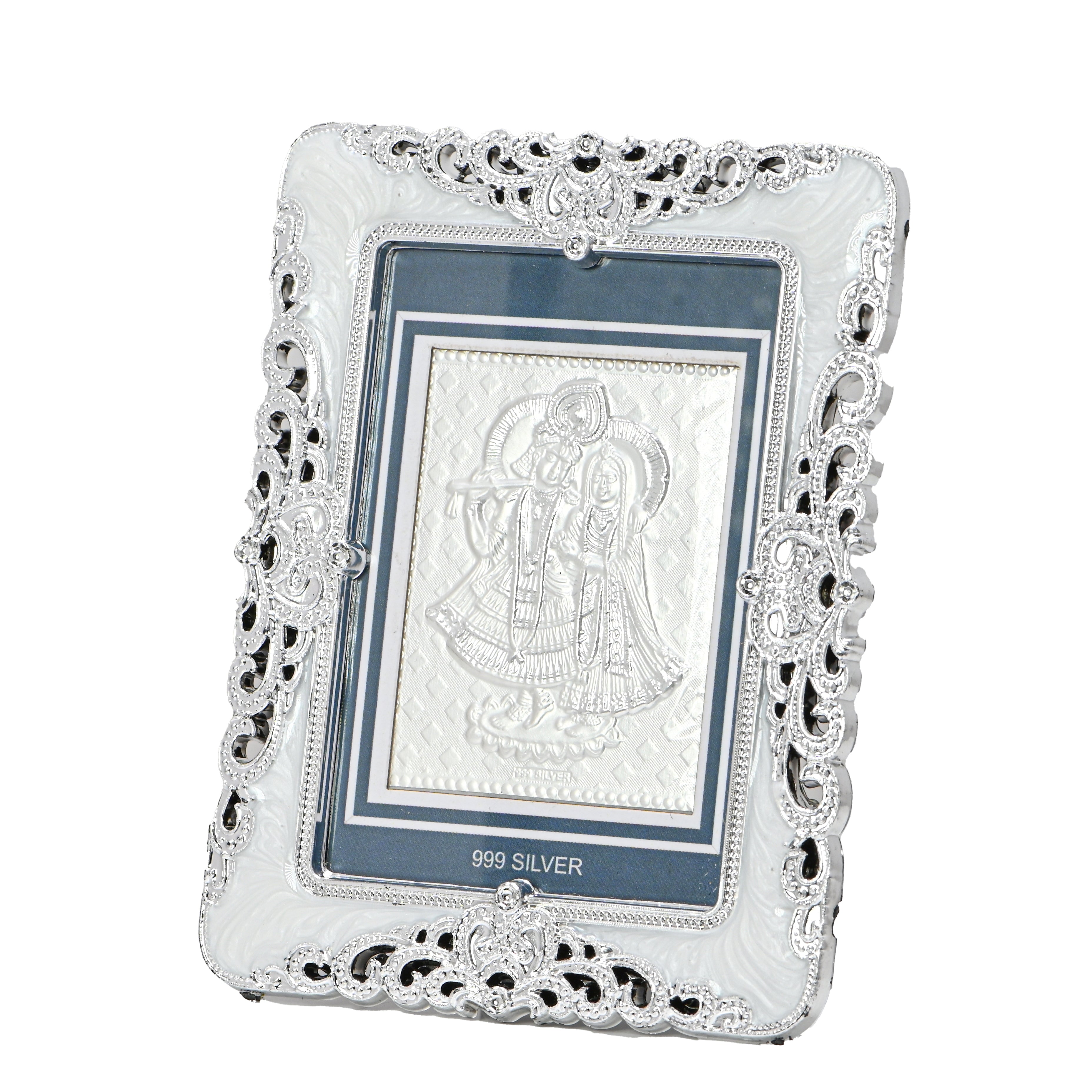 925 Sterling Silver Radha Krishna Frame - Pure Silver Religious Gift