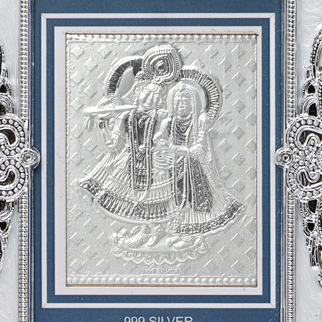 925 Sterling Silver Radha Krishna Frame - Pure Silver Religious Gift