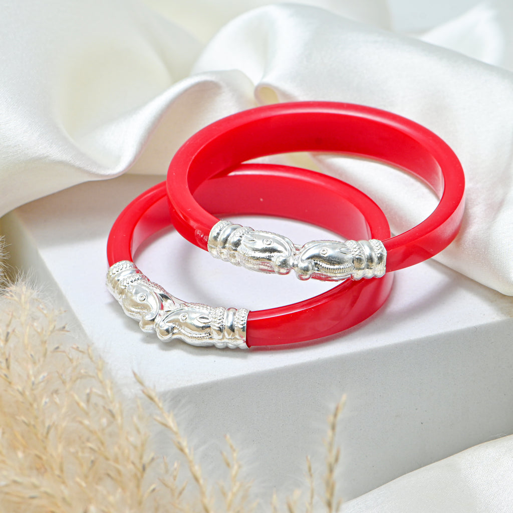 Elegant Women’s Kada in 925 Sterling Silver with Glass Detailing Wedding Wear