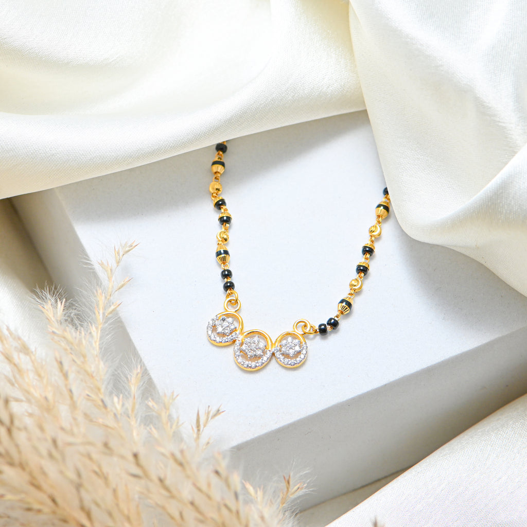 Pure 22kt Gold Black Bead Mangalsutra For Women | Real Gold Necklace