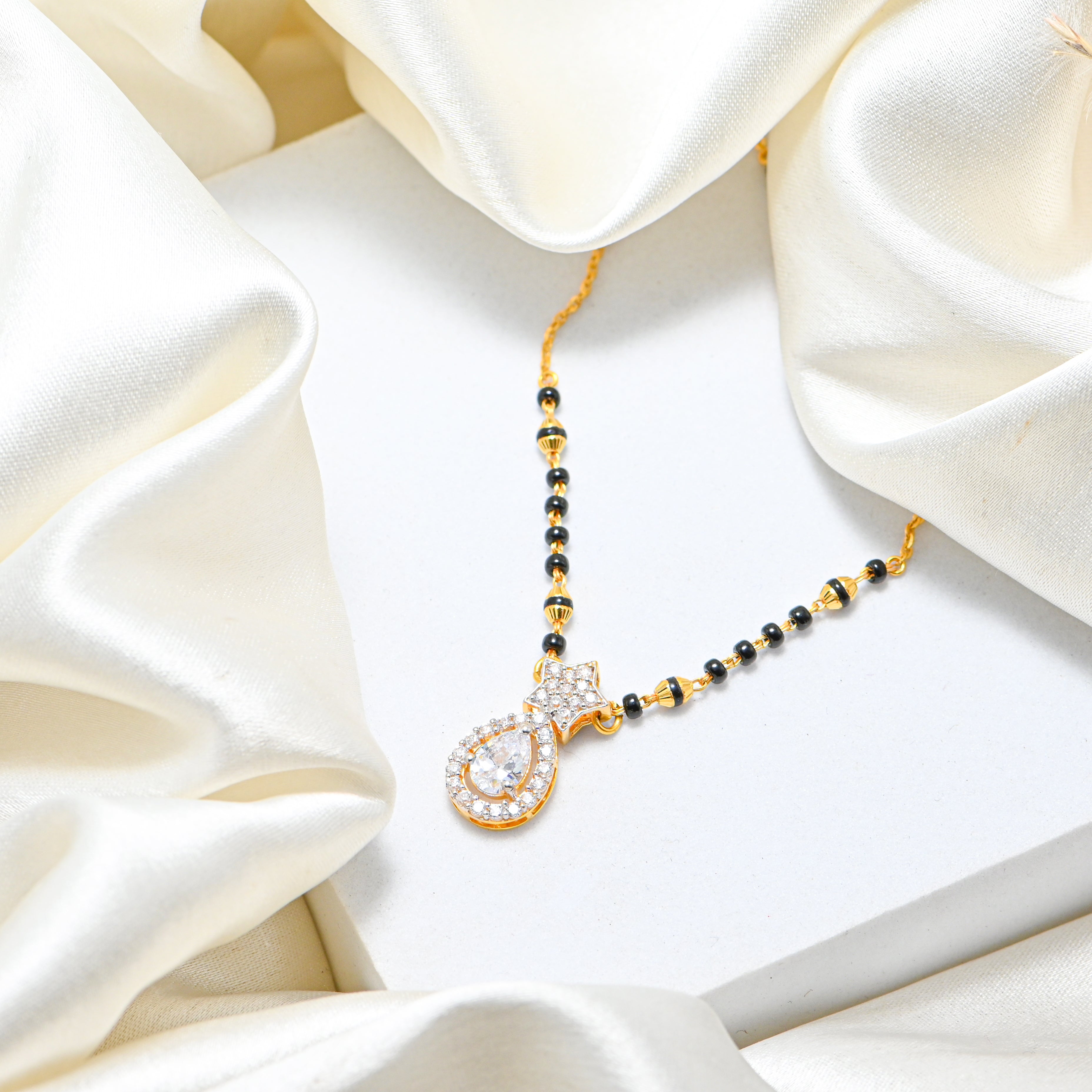 22kt Hallmark Gold Mangalsutra | Traditional Black Beaded Gold Necklace