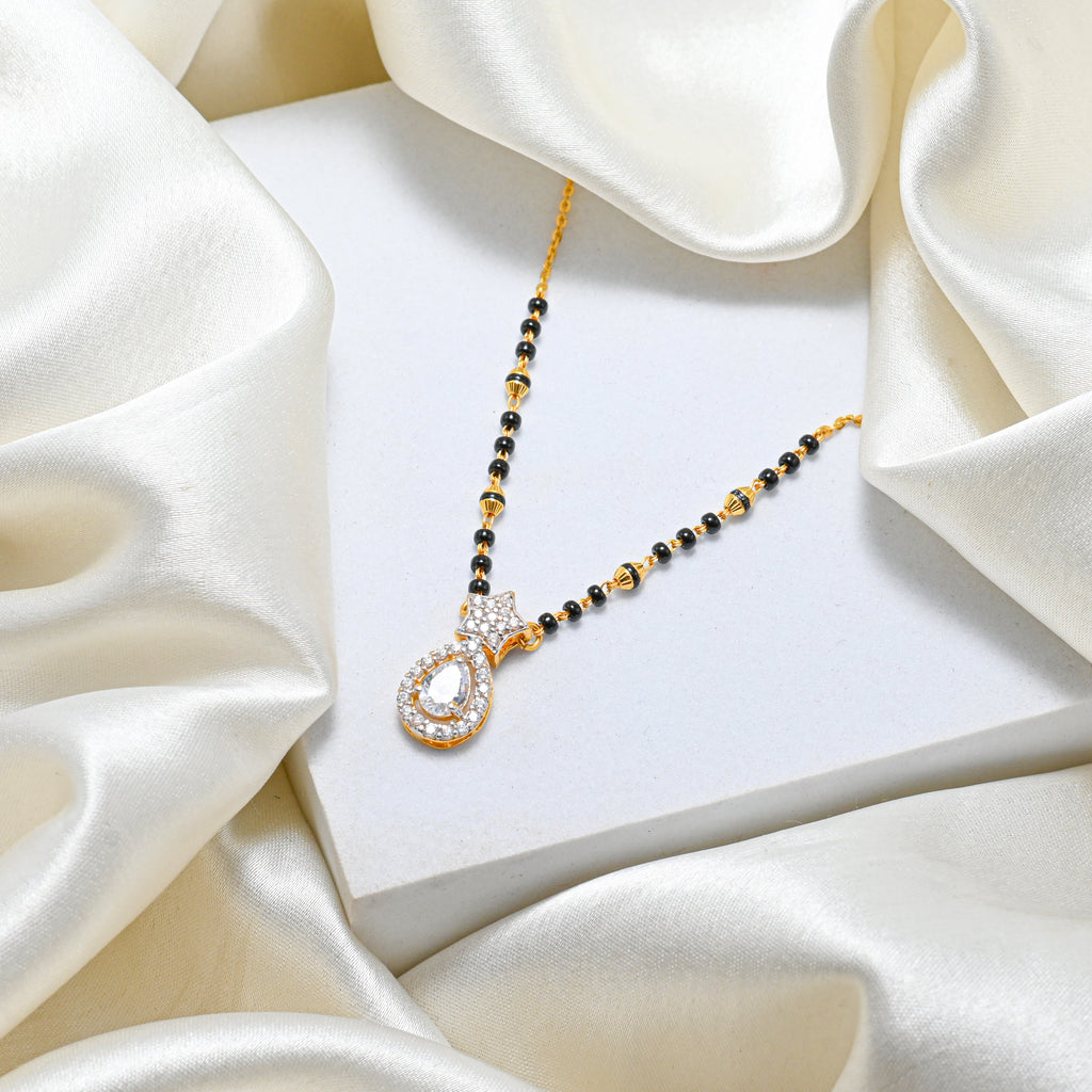 Real 22kt Gold Black Bead Mangalsutra | Boho Gold Black Beaded