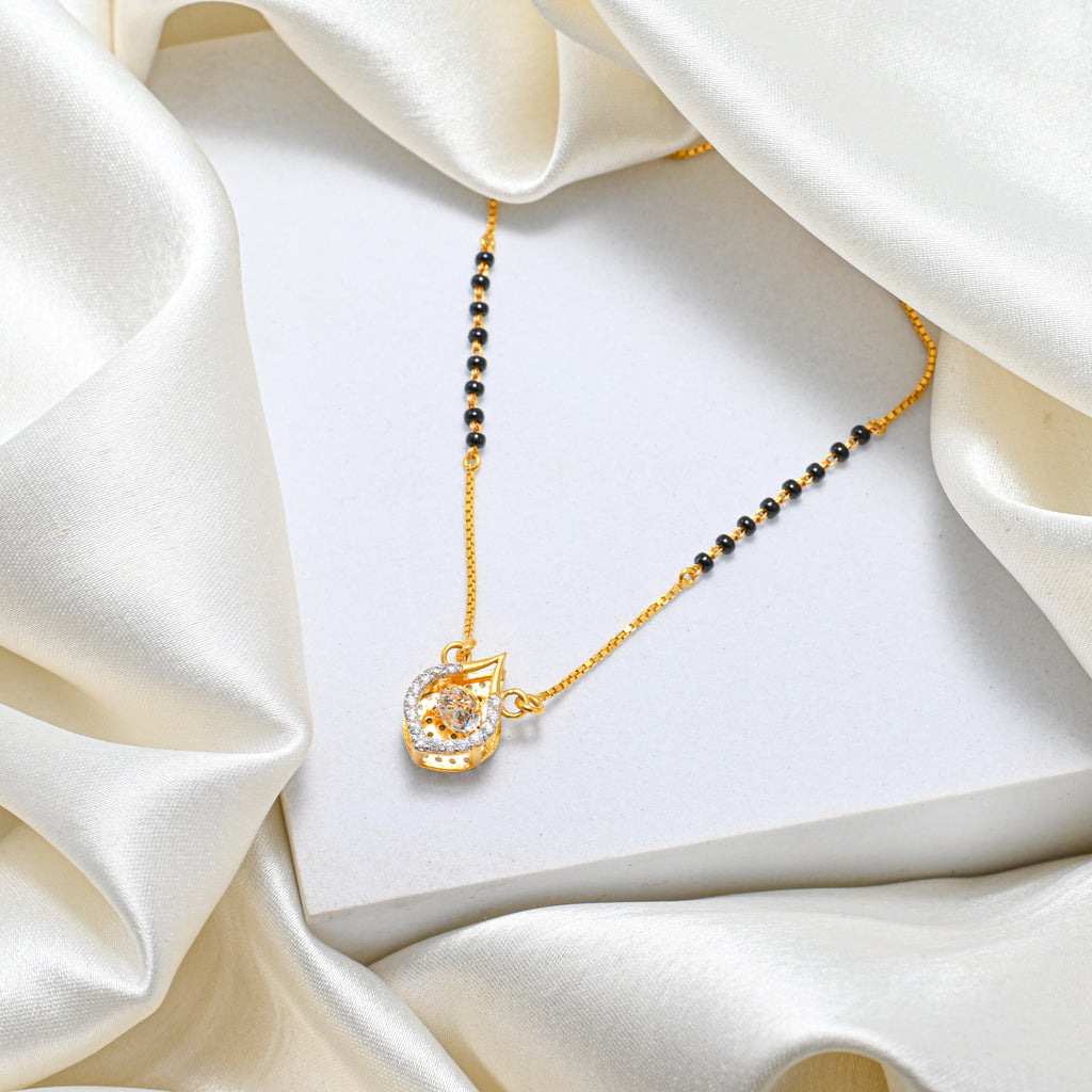 22kt Gold Black Bead Mangalsutra | Real Gold Black Beaded