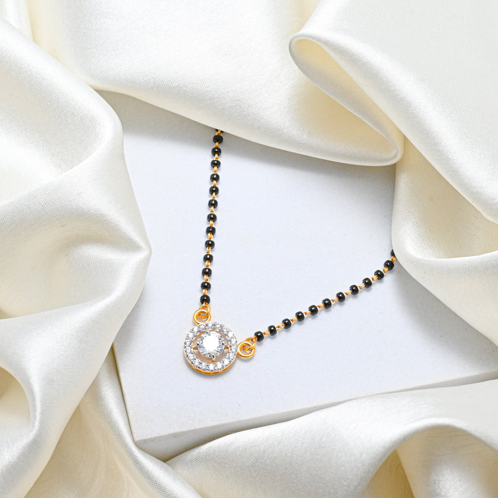 22K Elegant Black Bead Chain Necklace | Bridal Mangalsutra Gift