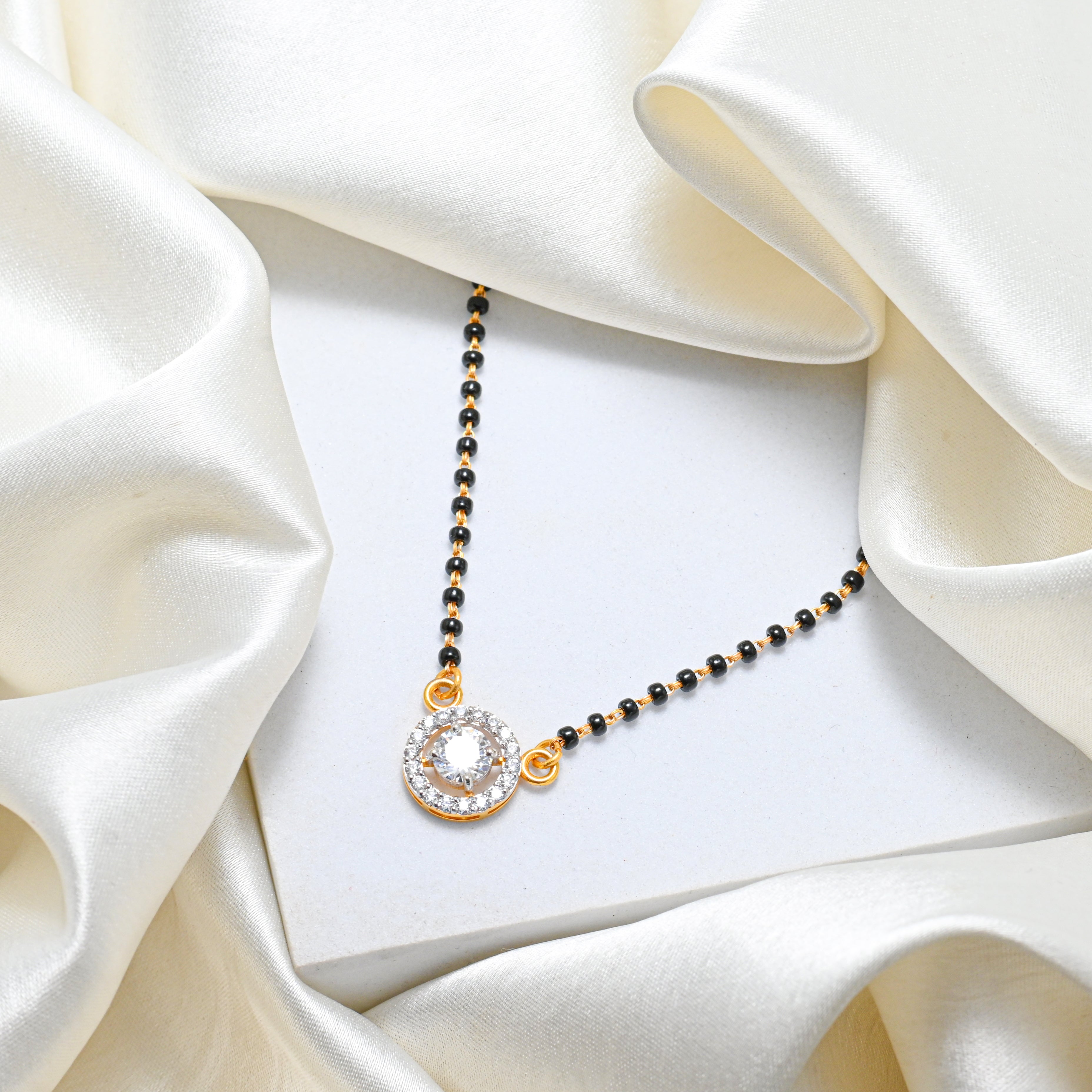 22K Elegant Black Bead Chain Necklace | Bridal Mangalsutra Gift