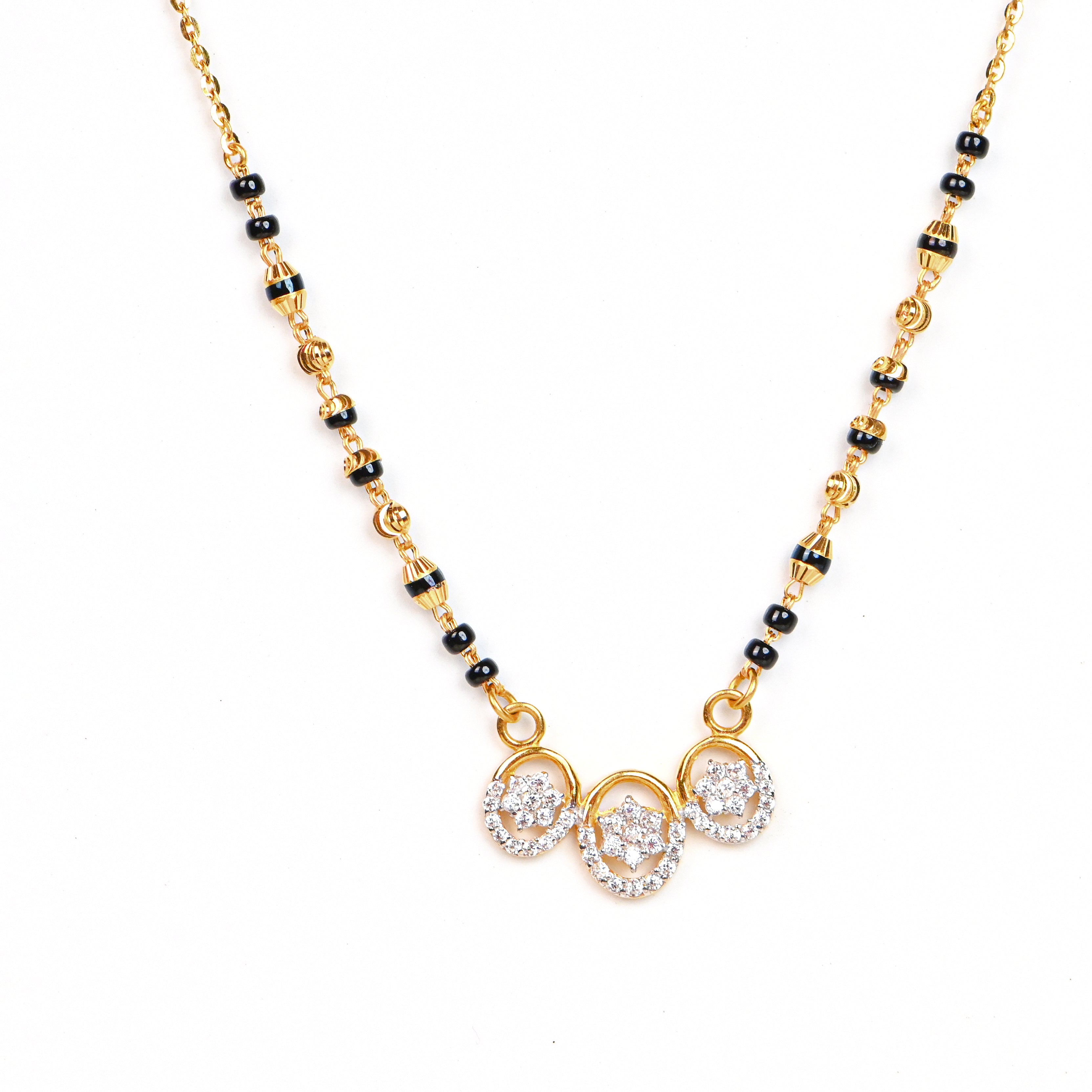 Pure 22kt Gold Black Bead Mangalsutra For Women | Real Gold Necklace