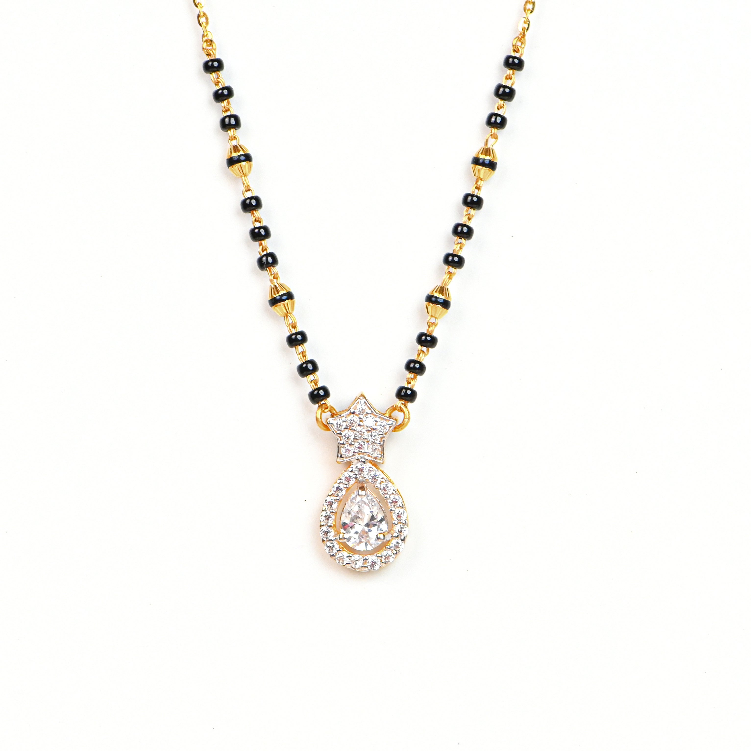 Real 22kt Gold Black Bead Mangalsutra | Boho Gold Black Beaded