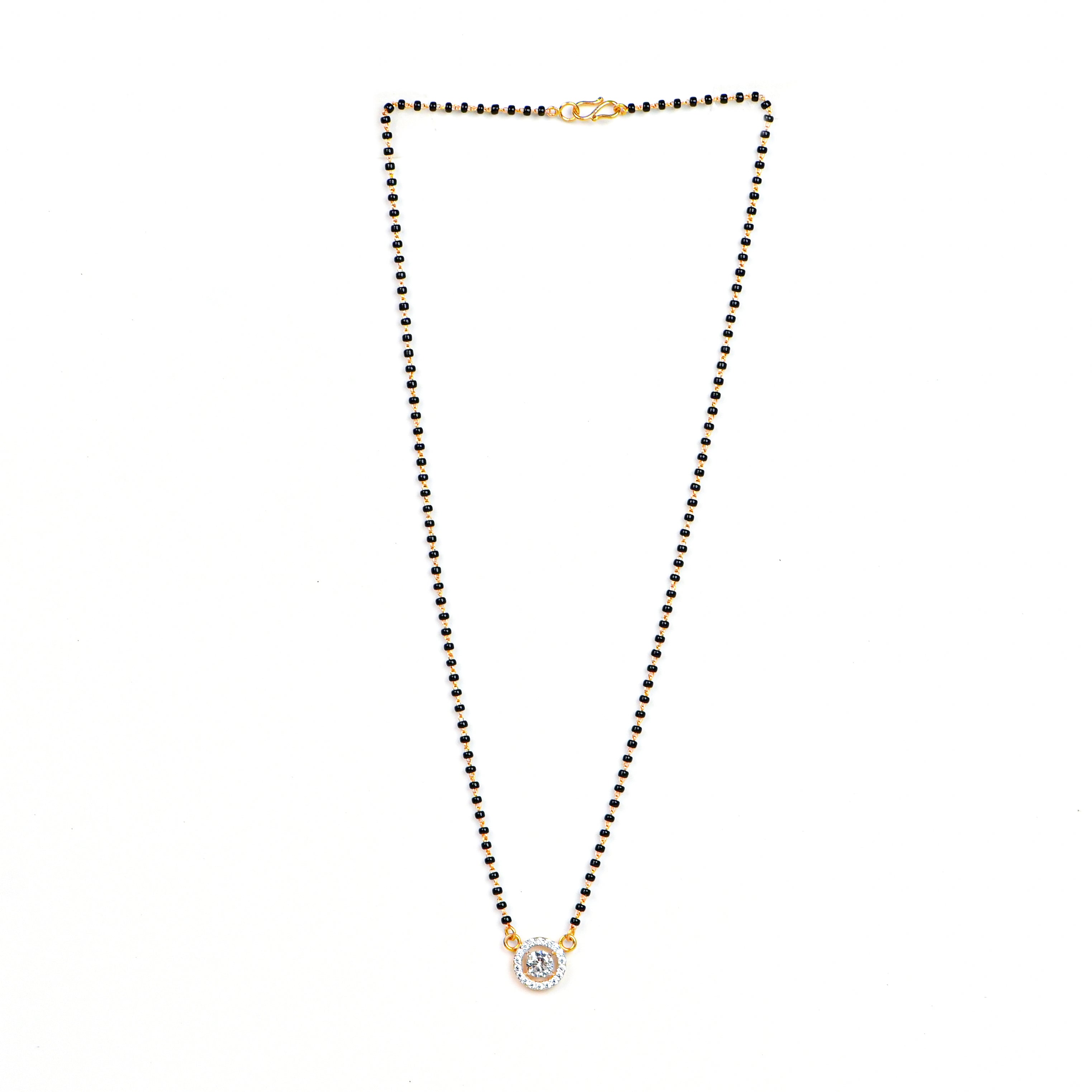 22K Elegant Black Bead Chain Necklace | Bridal Mangalsutra Gift