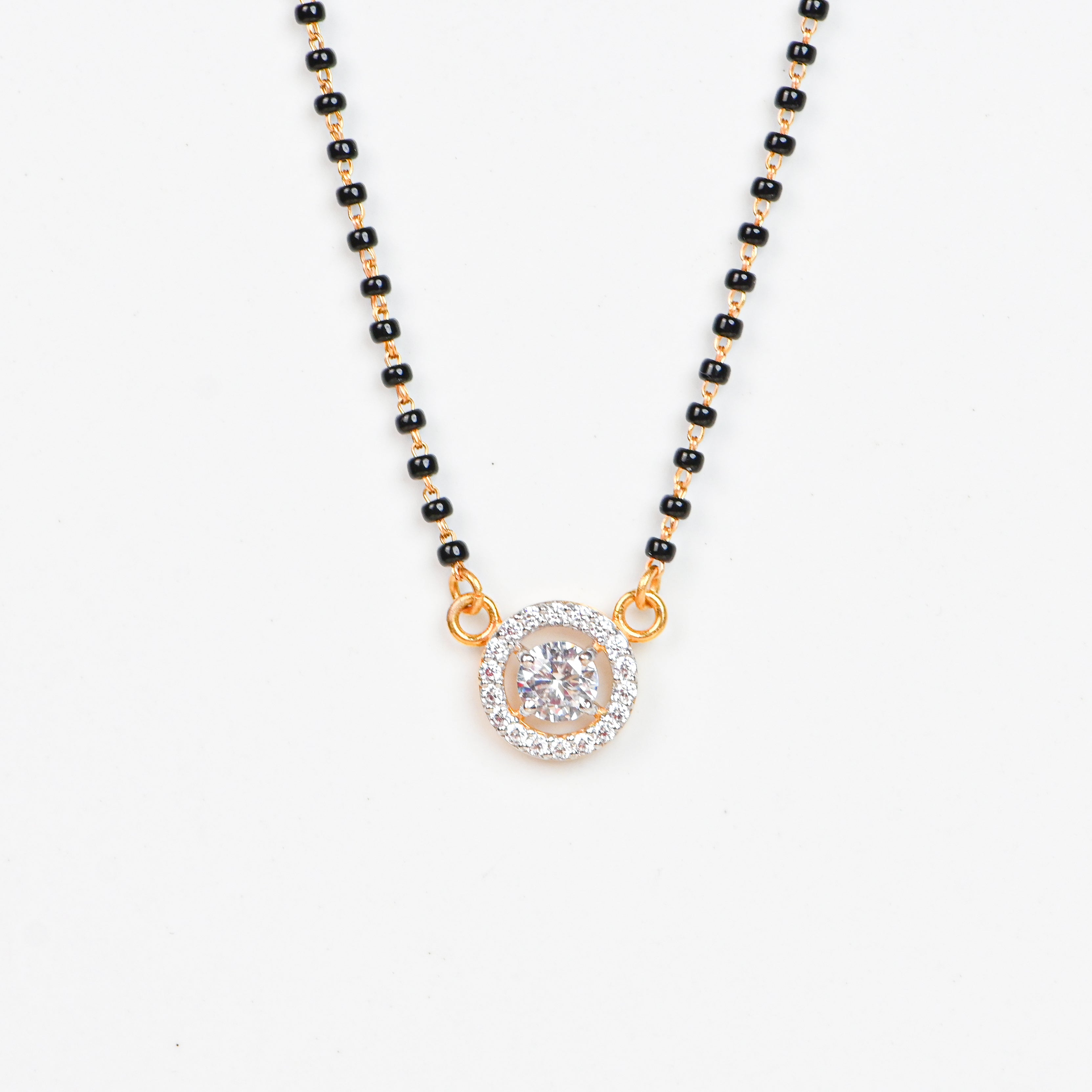 22K Elegant Black Bead Chain Necklace | Bridal Mangalsutra Gift