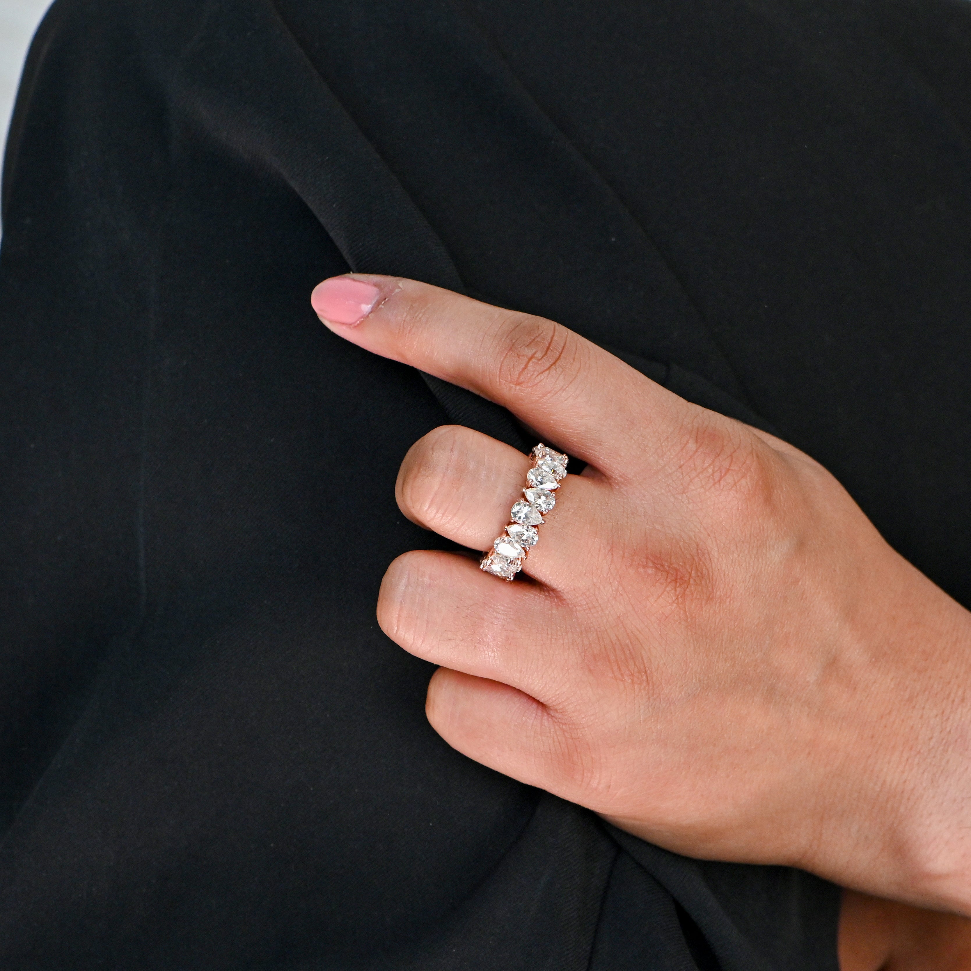 925 Sterling Silver Moissanite Twilight Ring – Elegant Handcrafted Jewelry