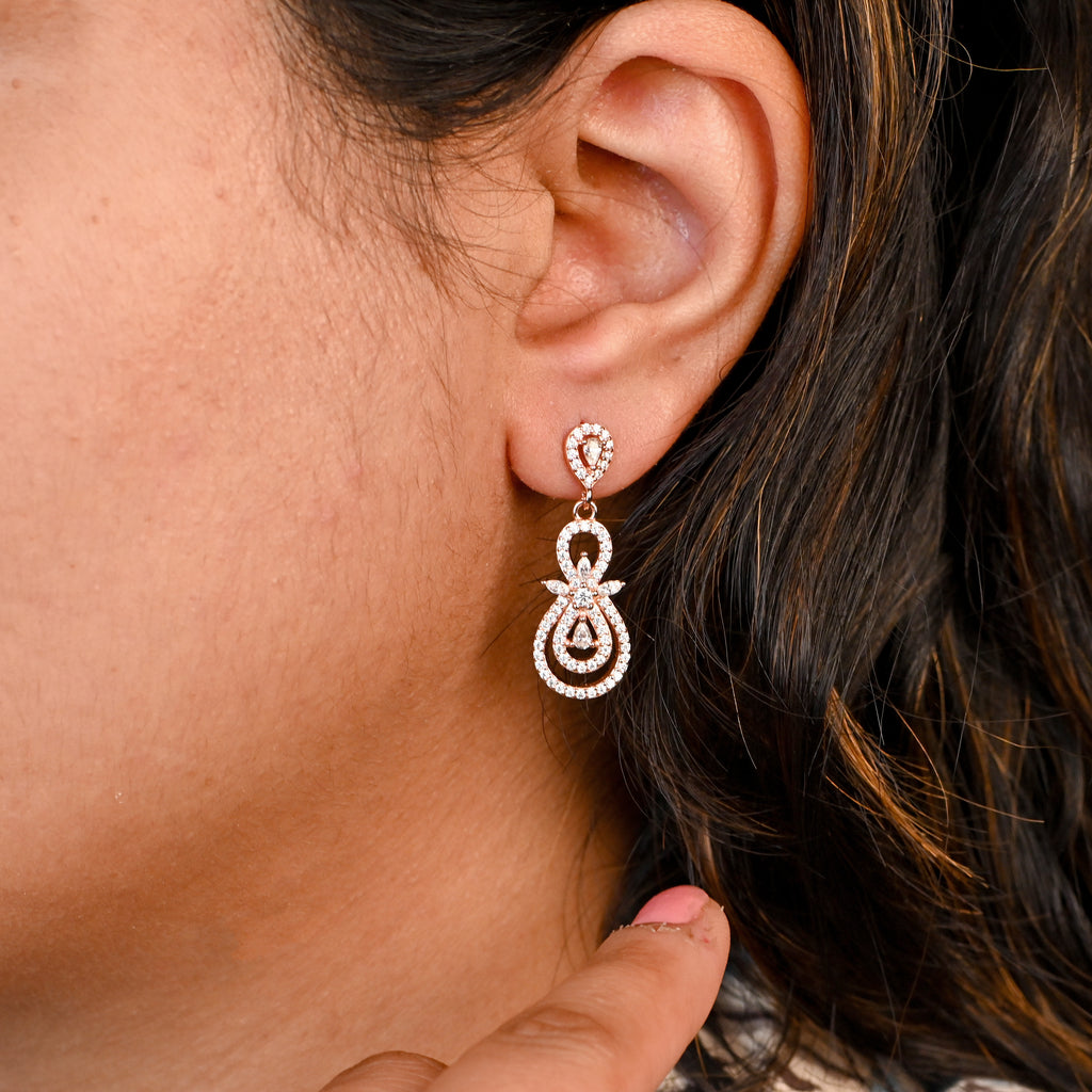 Dainty Rhodium-Finish Moissanite Stud Earrings – Round Cut Sterling Silver Wedding Gift