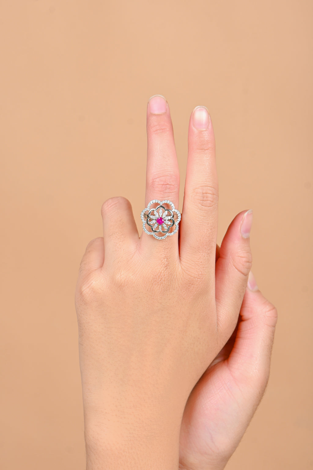 925 Sterling Silver Ring With Cubic Zirconia Stone Round Cut Large Ring for Women Hypoallergenic Wedding Jewelry