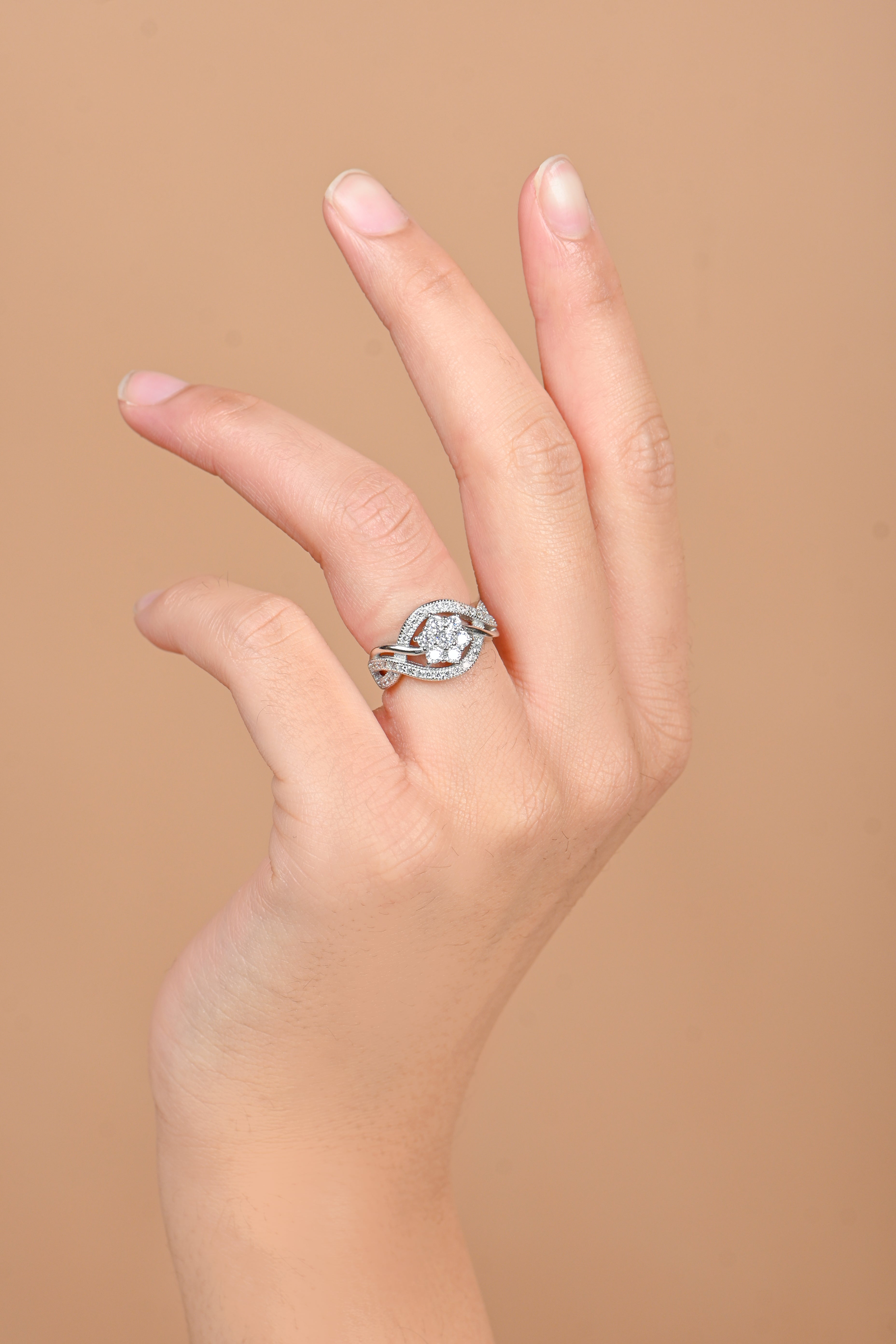 Sterling Silver CZ Ring Dainty Brilliant Cut Sparkle Ring for Birthday Gift